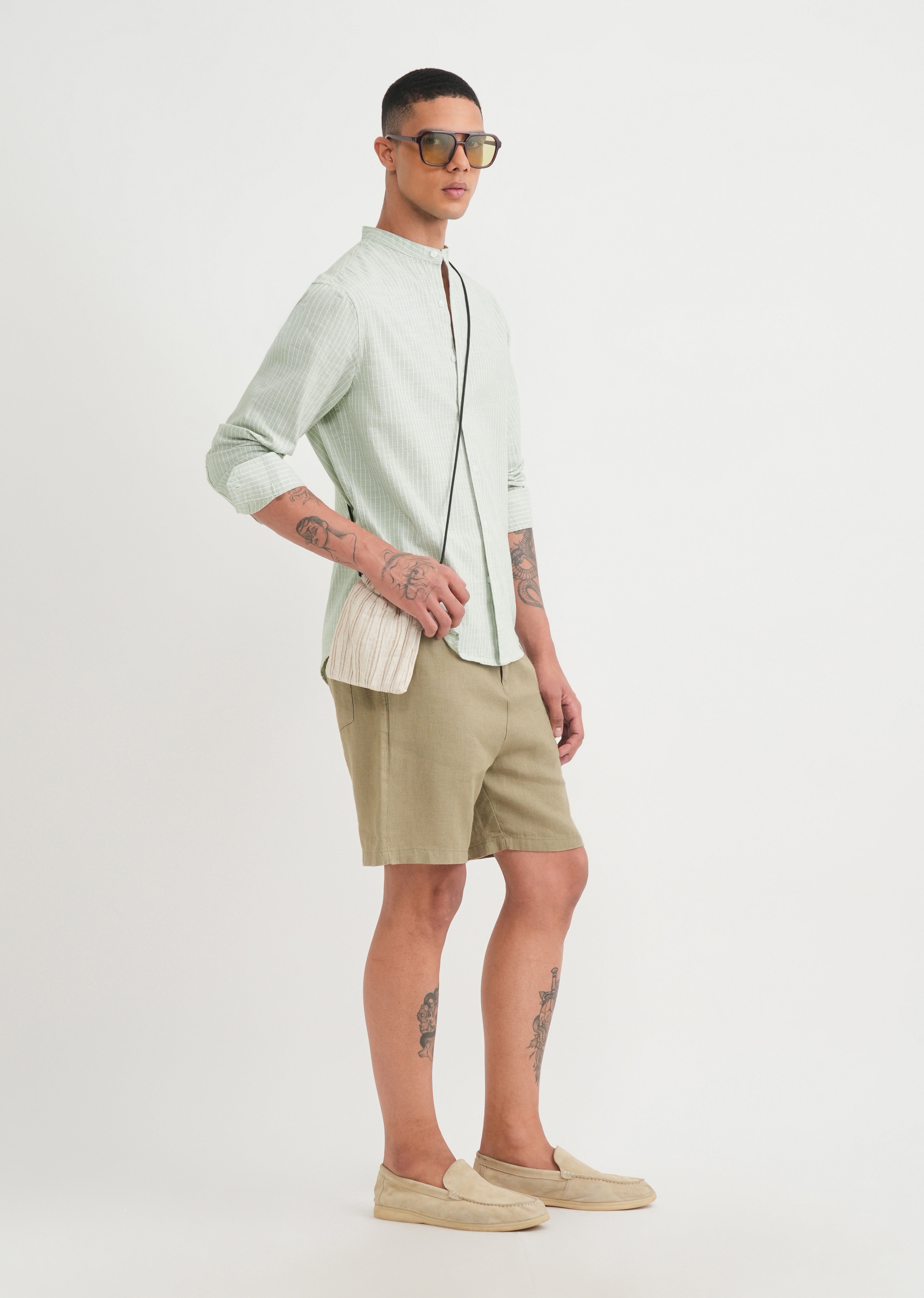 Mint Green Cotton Stripe Shirt