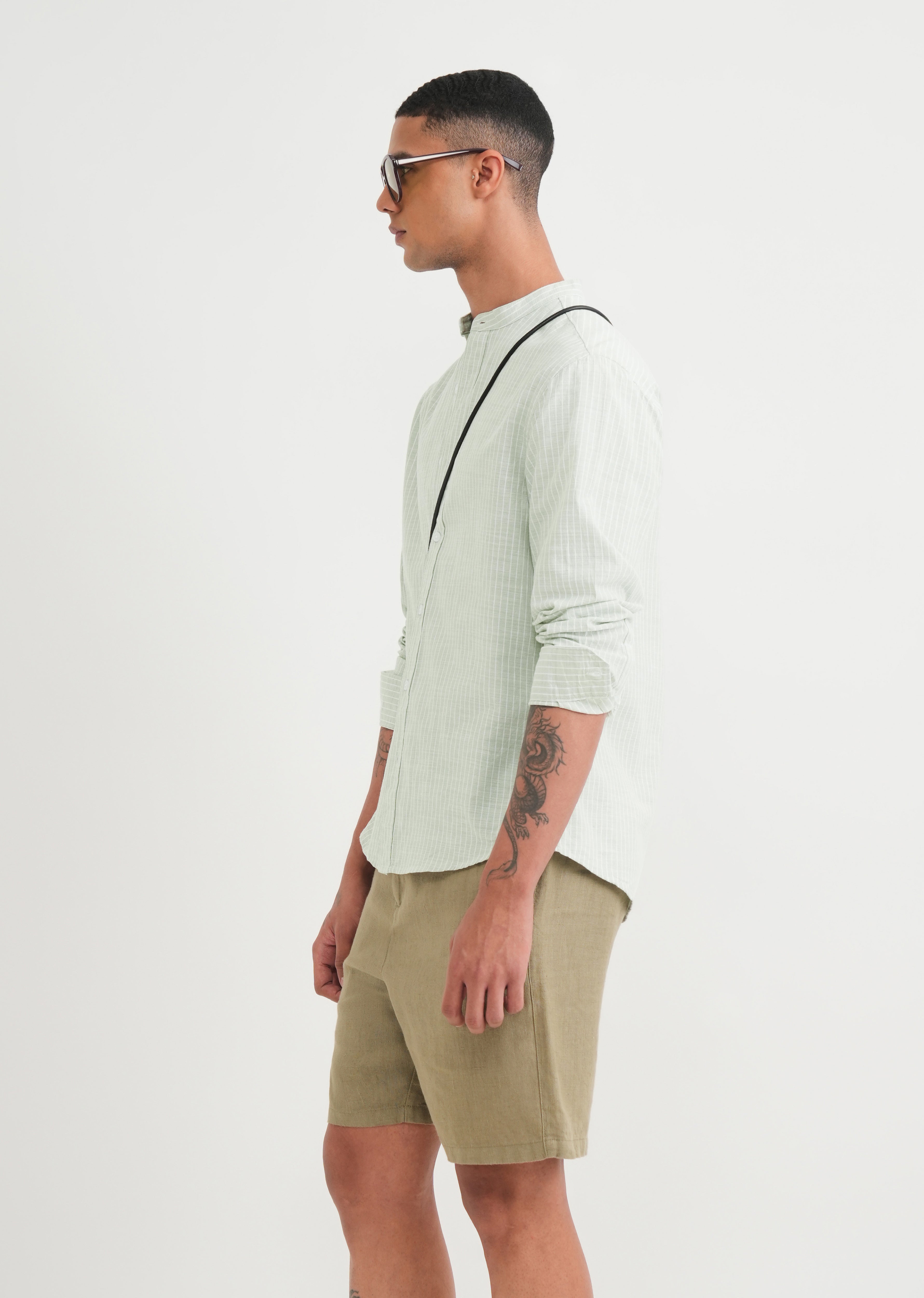 Mint Green Cotton Stripe Shirt