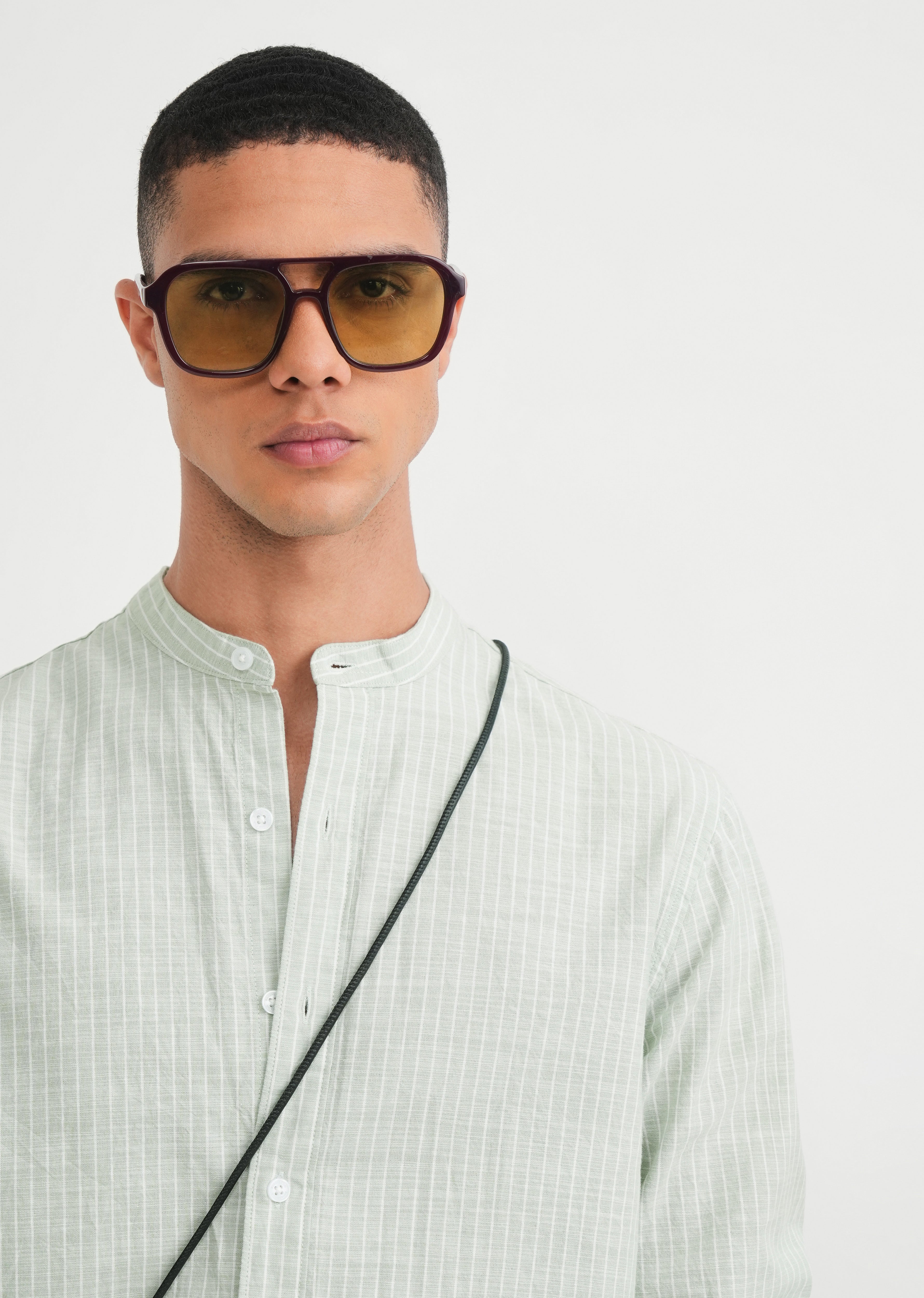 Mint Green Cotton Stripe Shirt