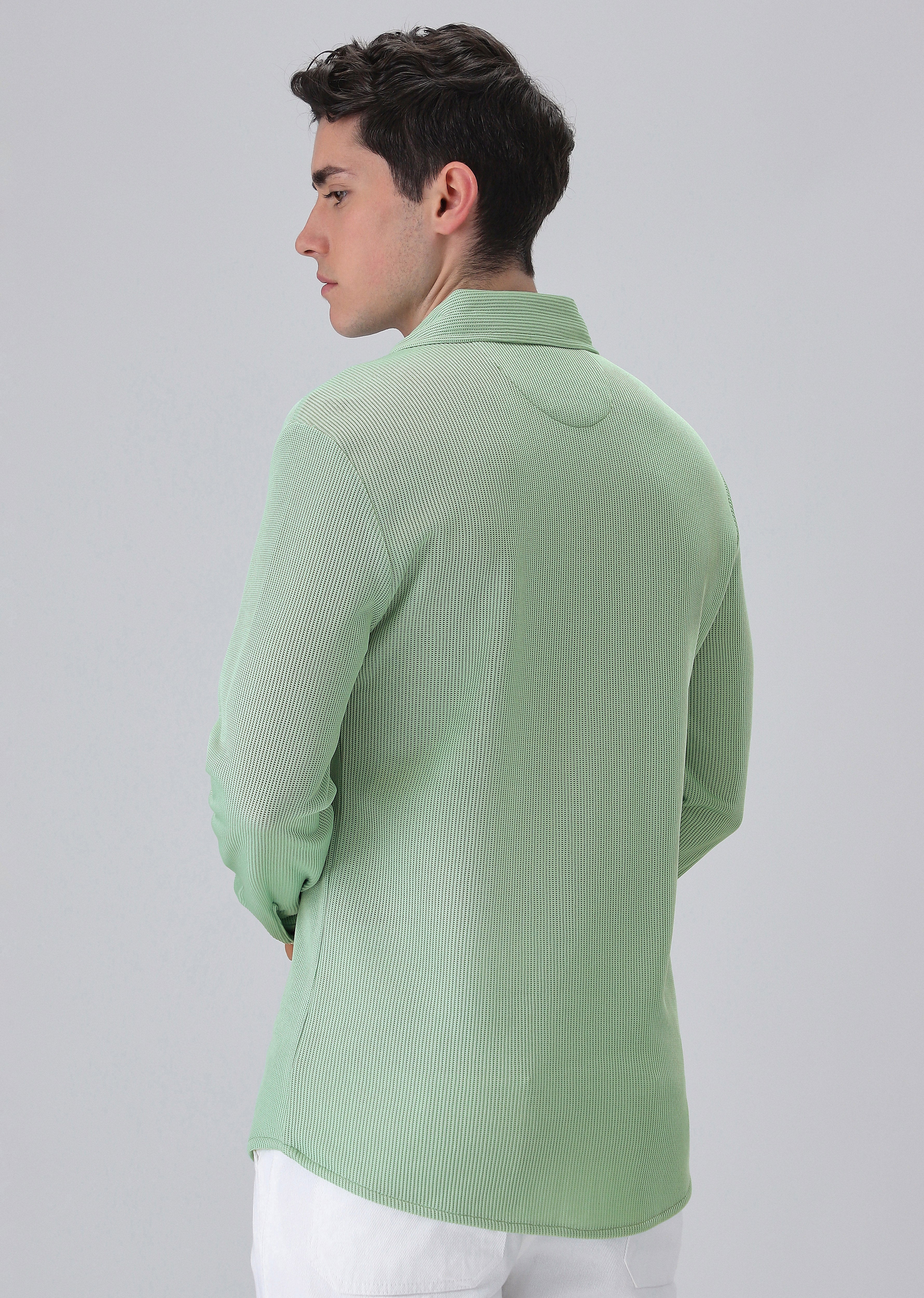 Mint Green Plain Knitted Shirt