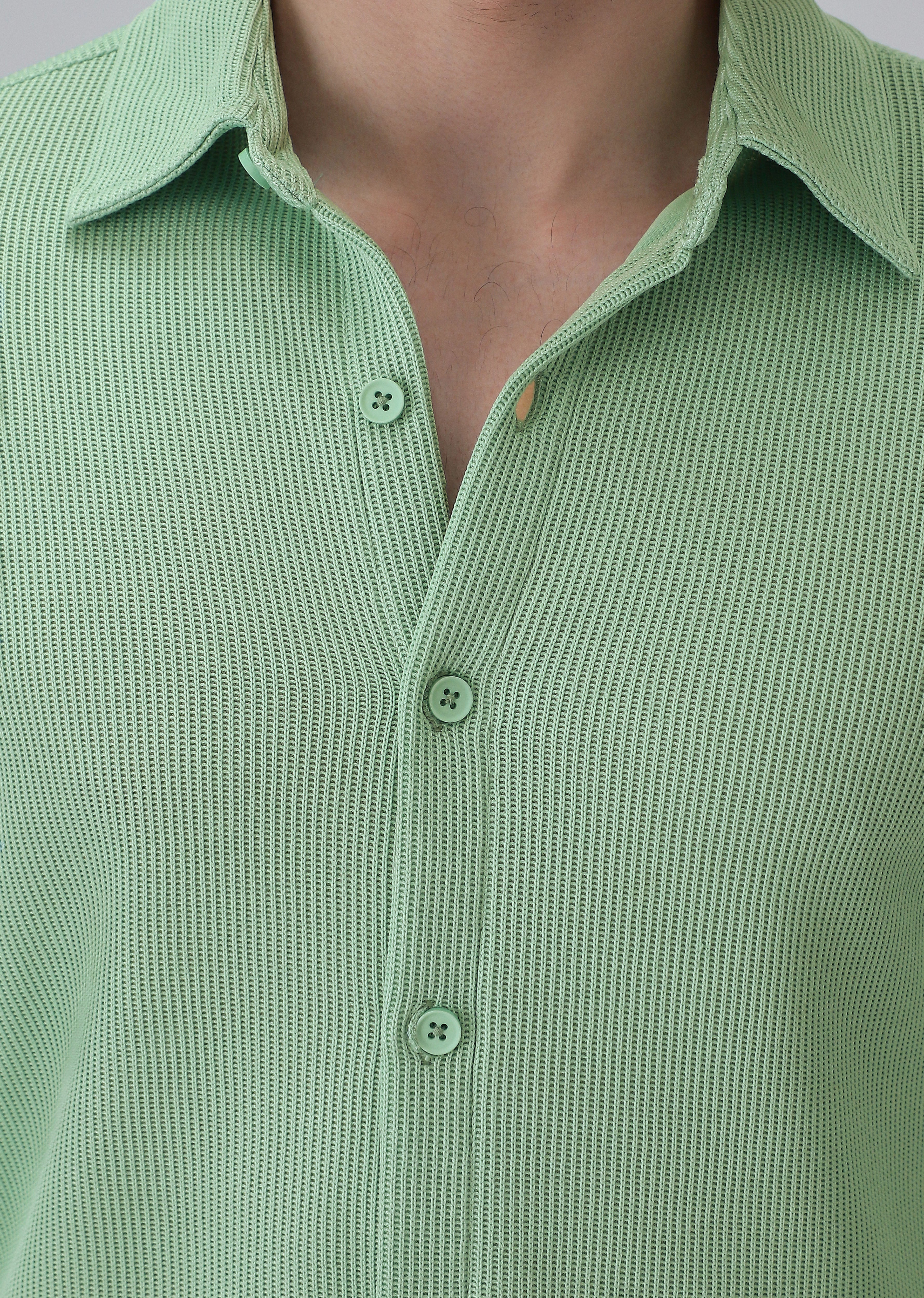 Mint Green Plain Knitted Shirt