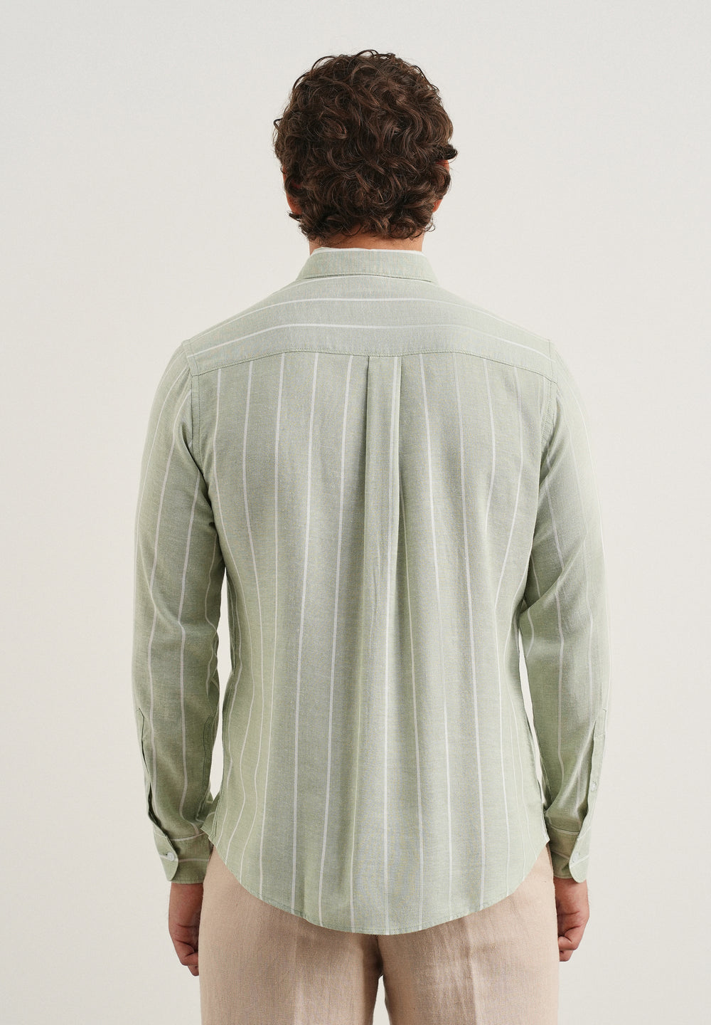 Mint Green Lyocell Linen Stripe Shirt