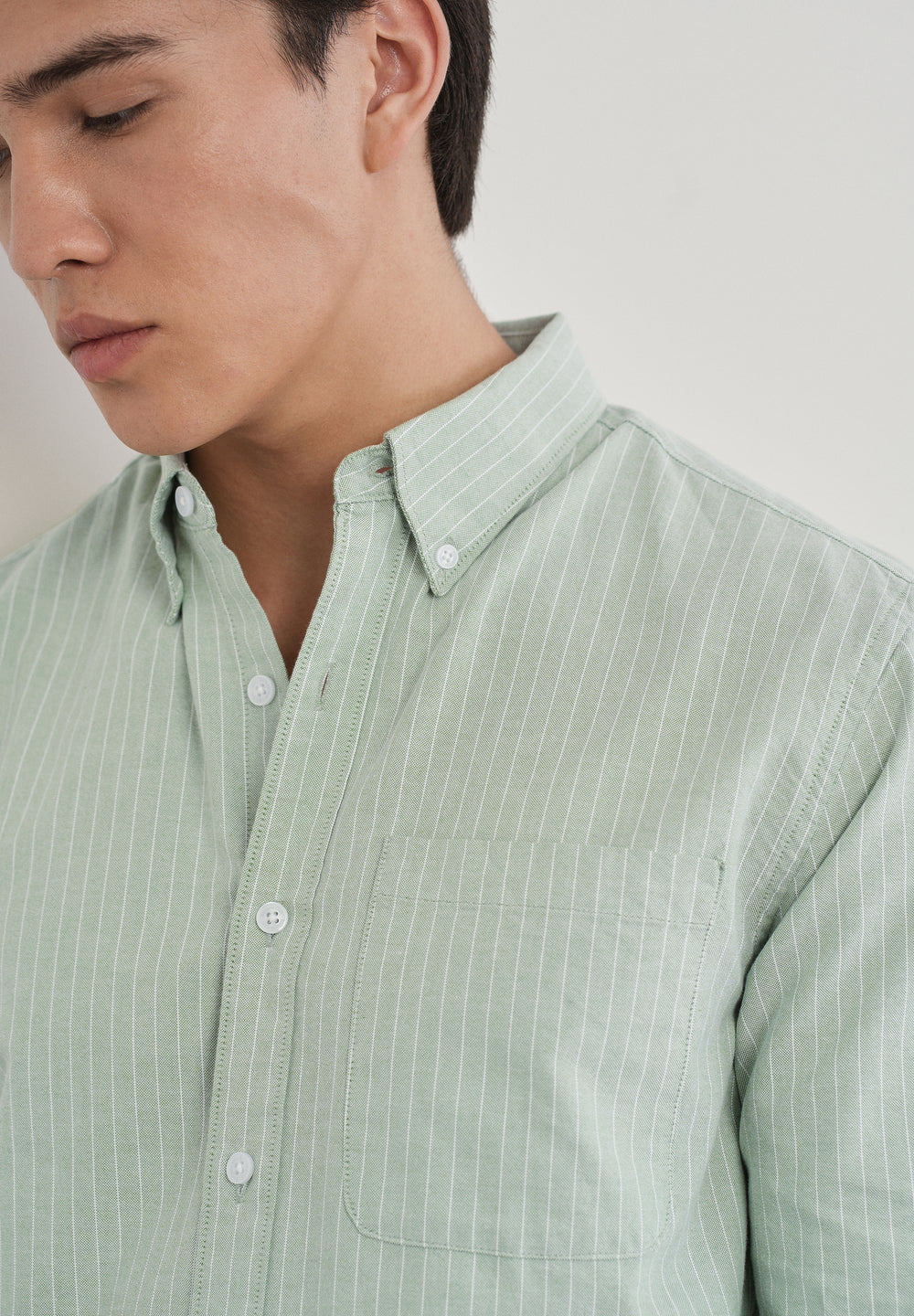 Mint Green Pinstripe Cotton Shirt