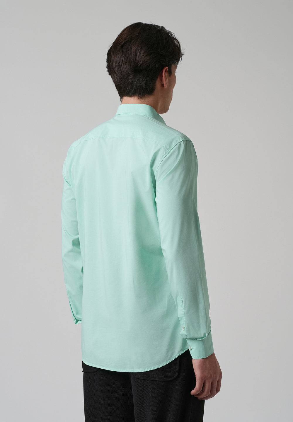 Mint Green Plain Blended Cotton Shirt