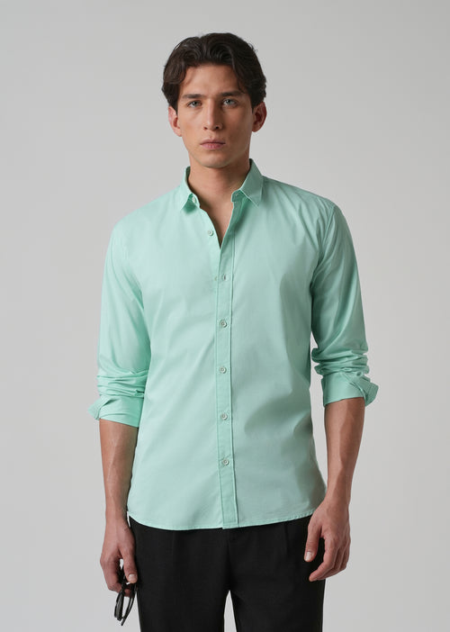 Mint Green Plain Cotton Shirt