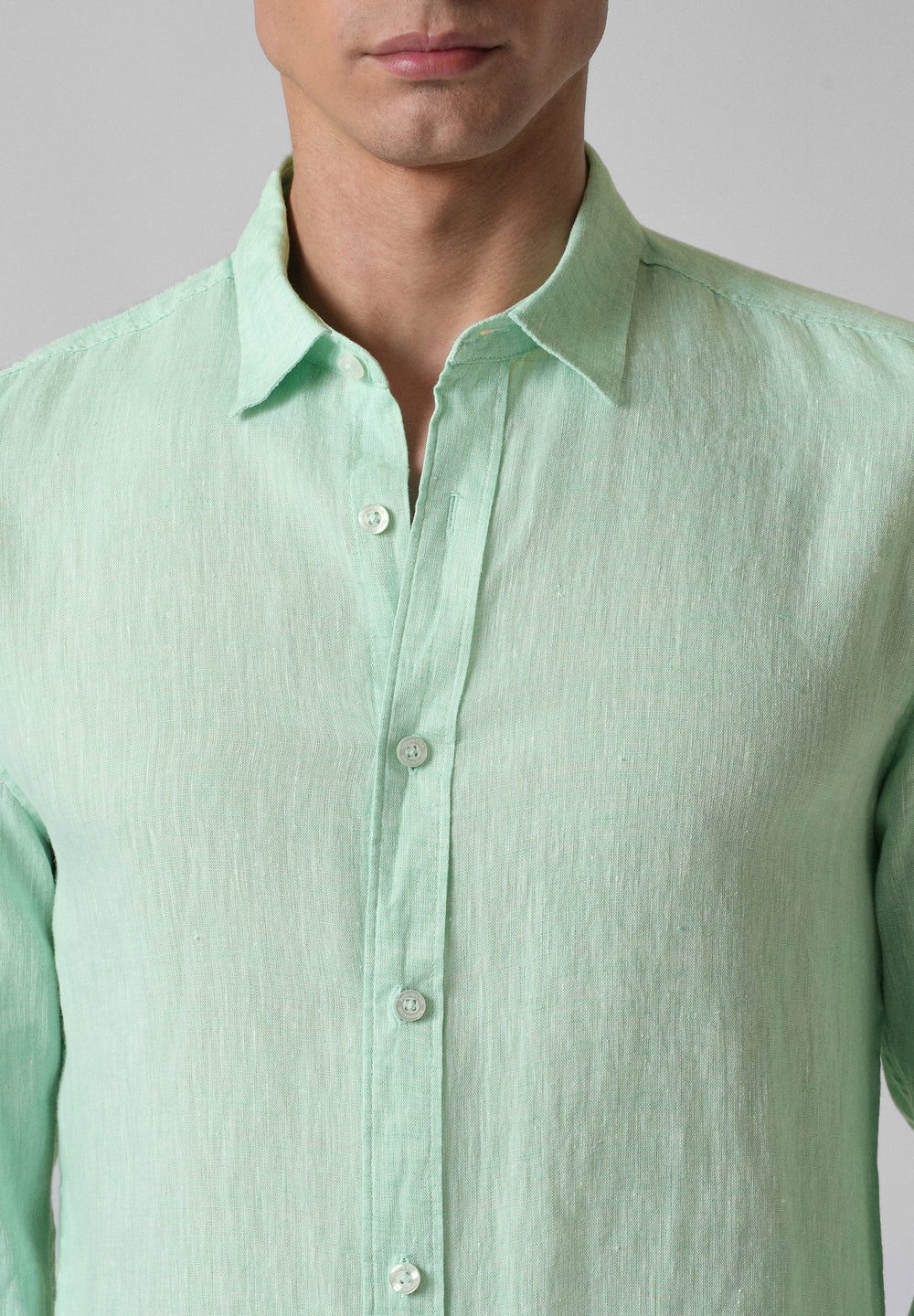 100% Pure Irish Mint Green Linen Shirt