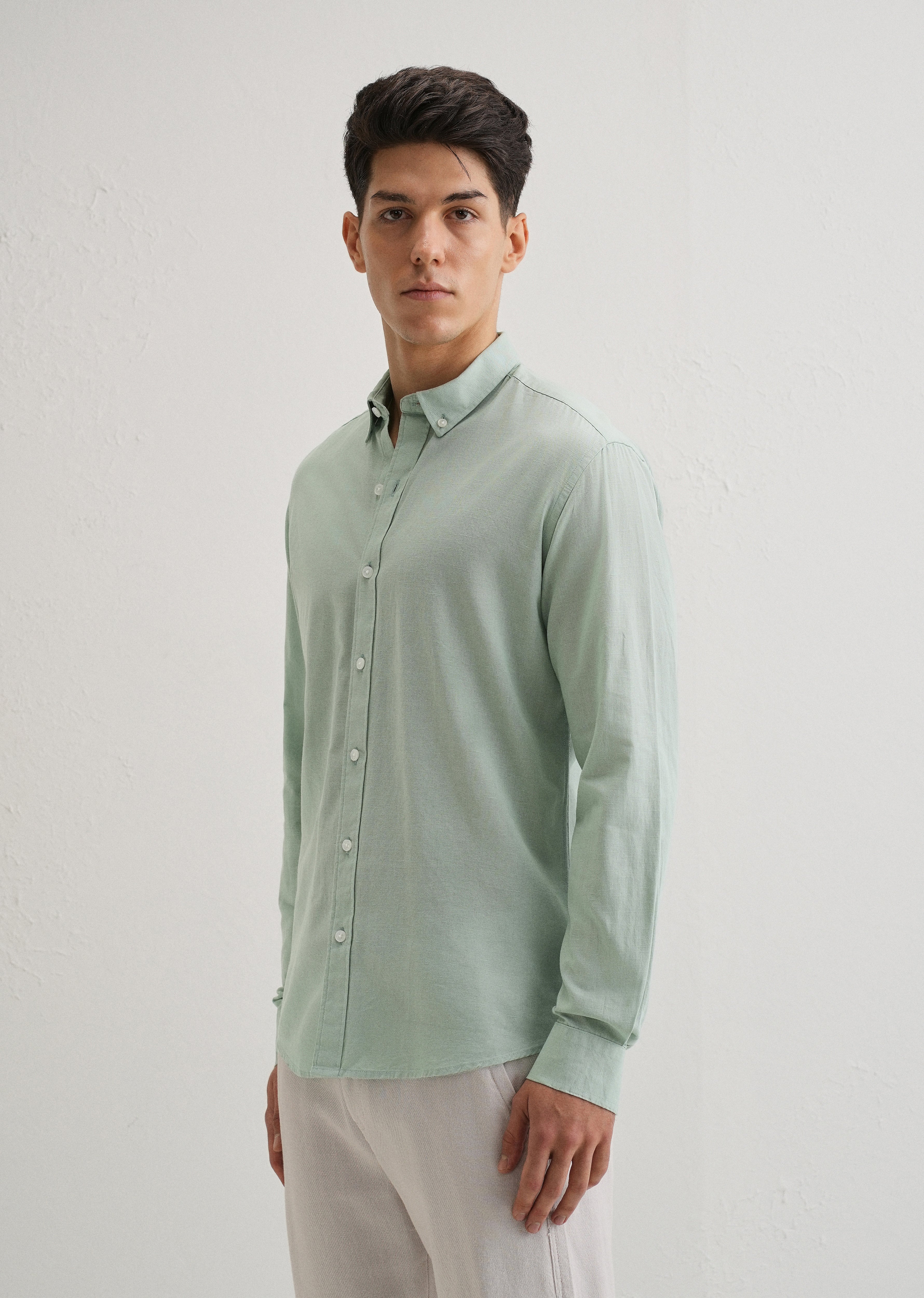 Mint Leaf Cotton Linen Shirt