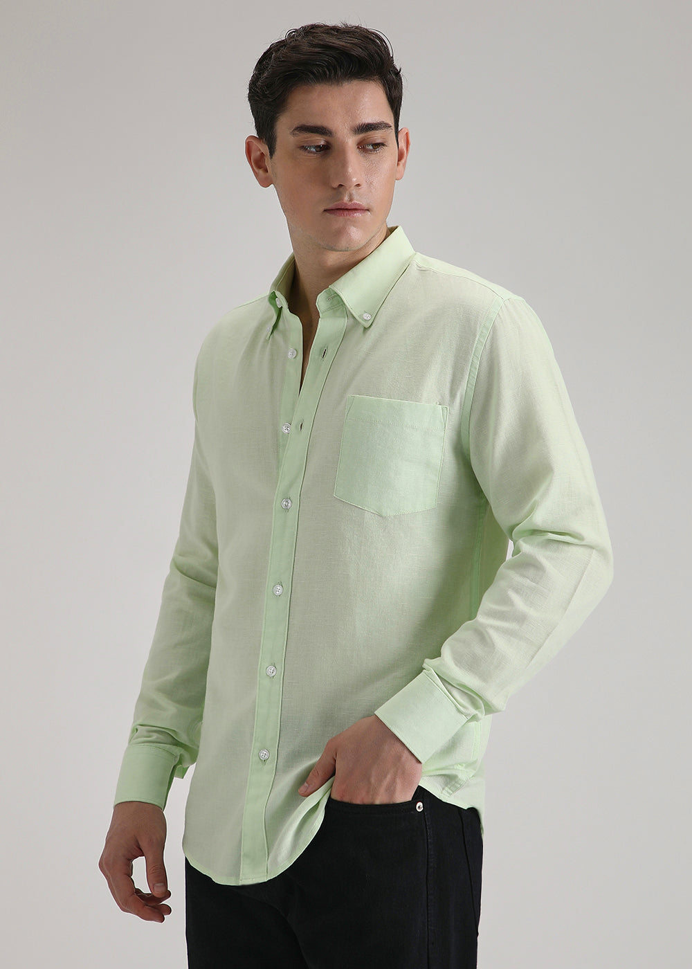 Mint Pastel Green Cotton Linen Shirt