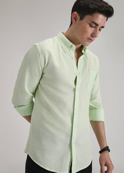 Mint Pastel Green Cotton Linen Shirt