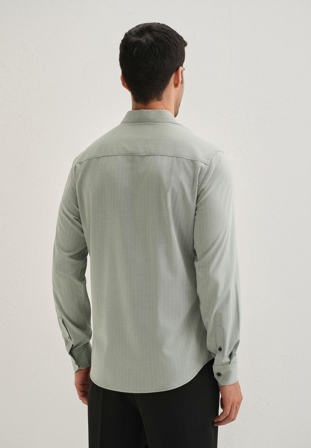 Mint Green Pin Striped Wrinkle Free Shirt