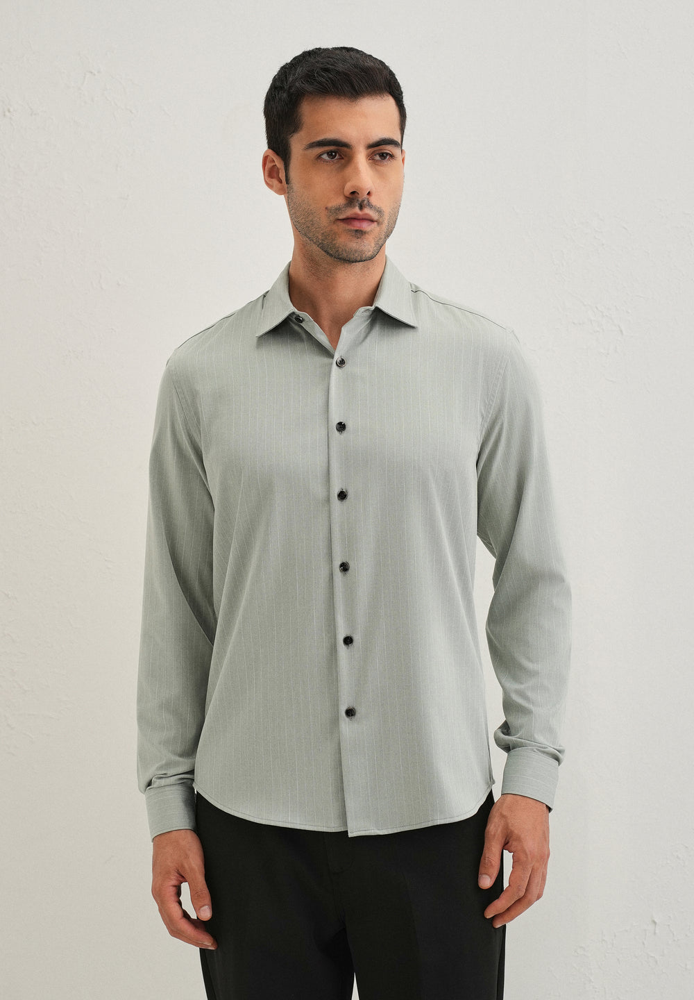 Mint Green Pin Striped Wrinkle Free Shirt