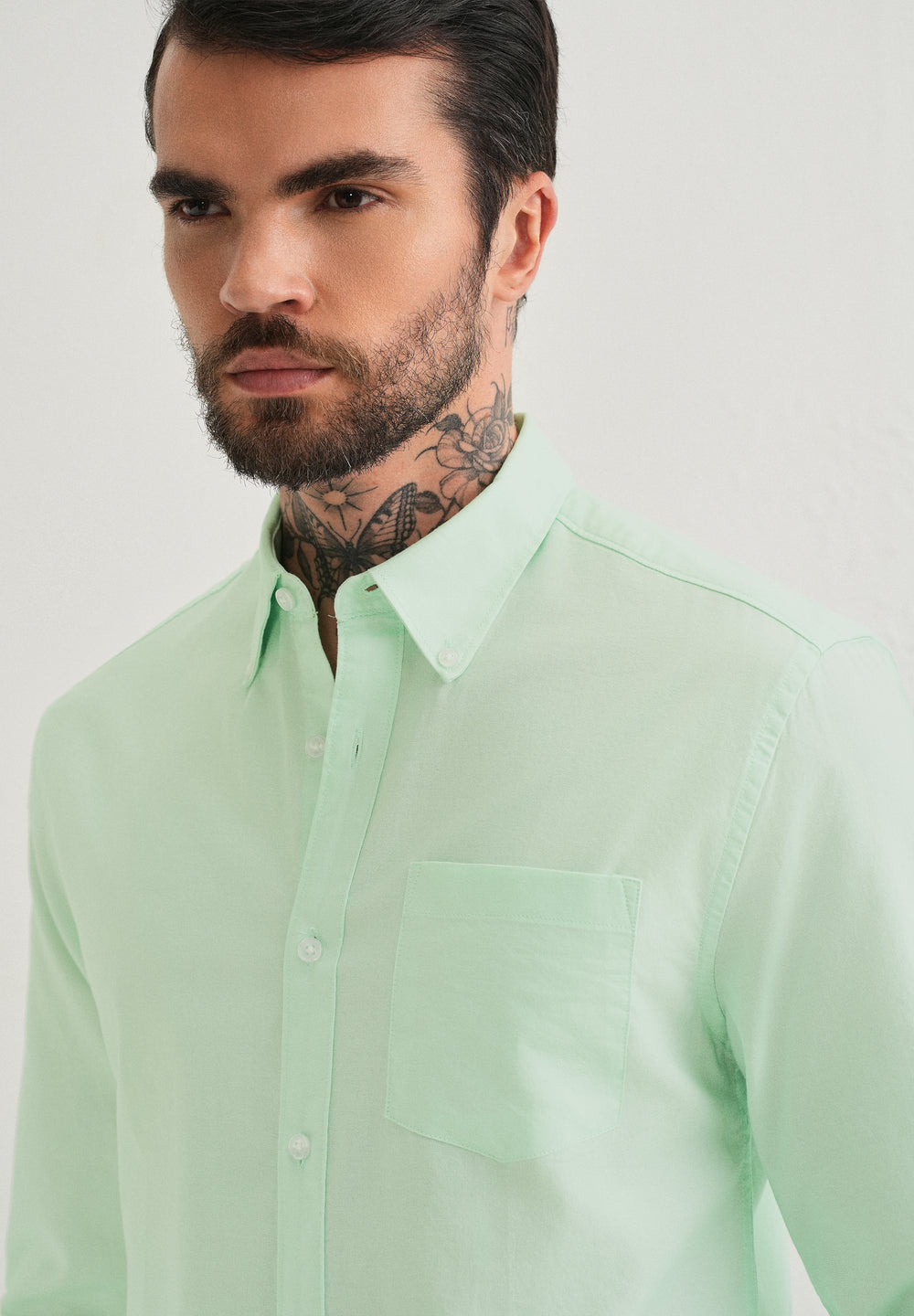 Mint Green Plain Cotton Oxford Shirt