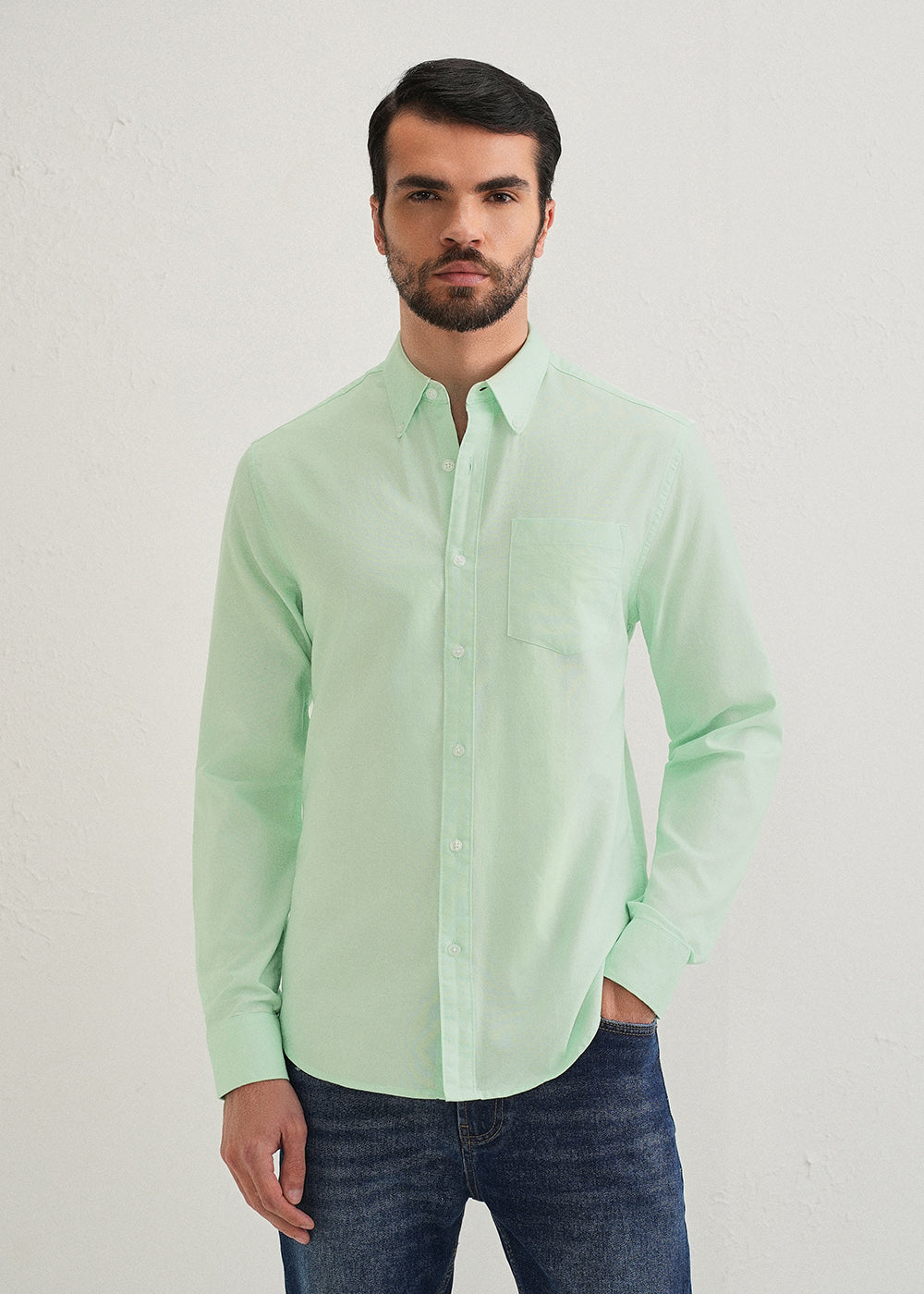 Mint Green Plain Cotton Oxford Shirt