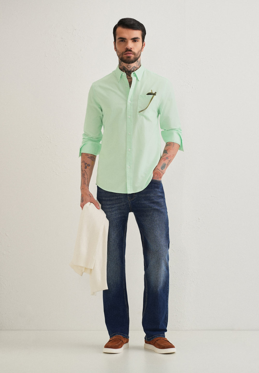 Mint Green Plain Cotton Oxford Shirt