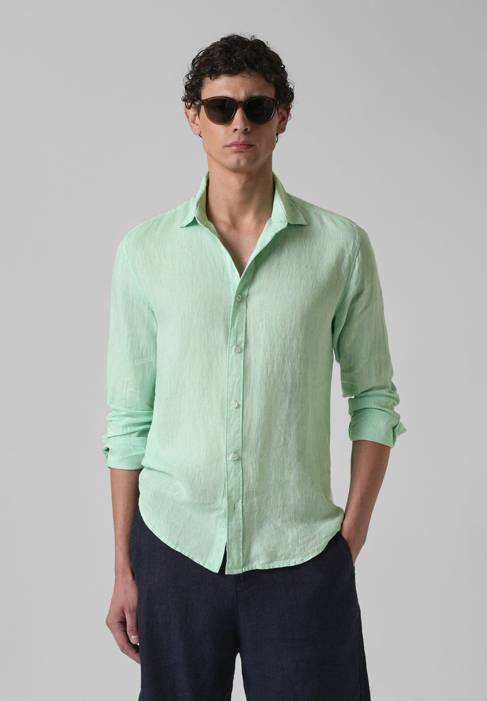 100% Pure Irish Mint Green Linen Shirt