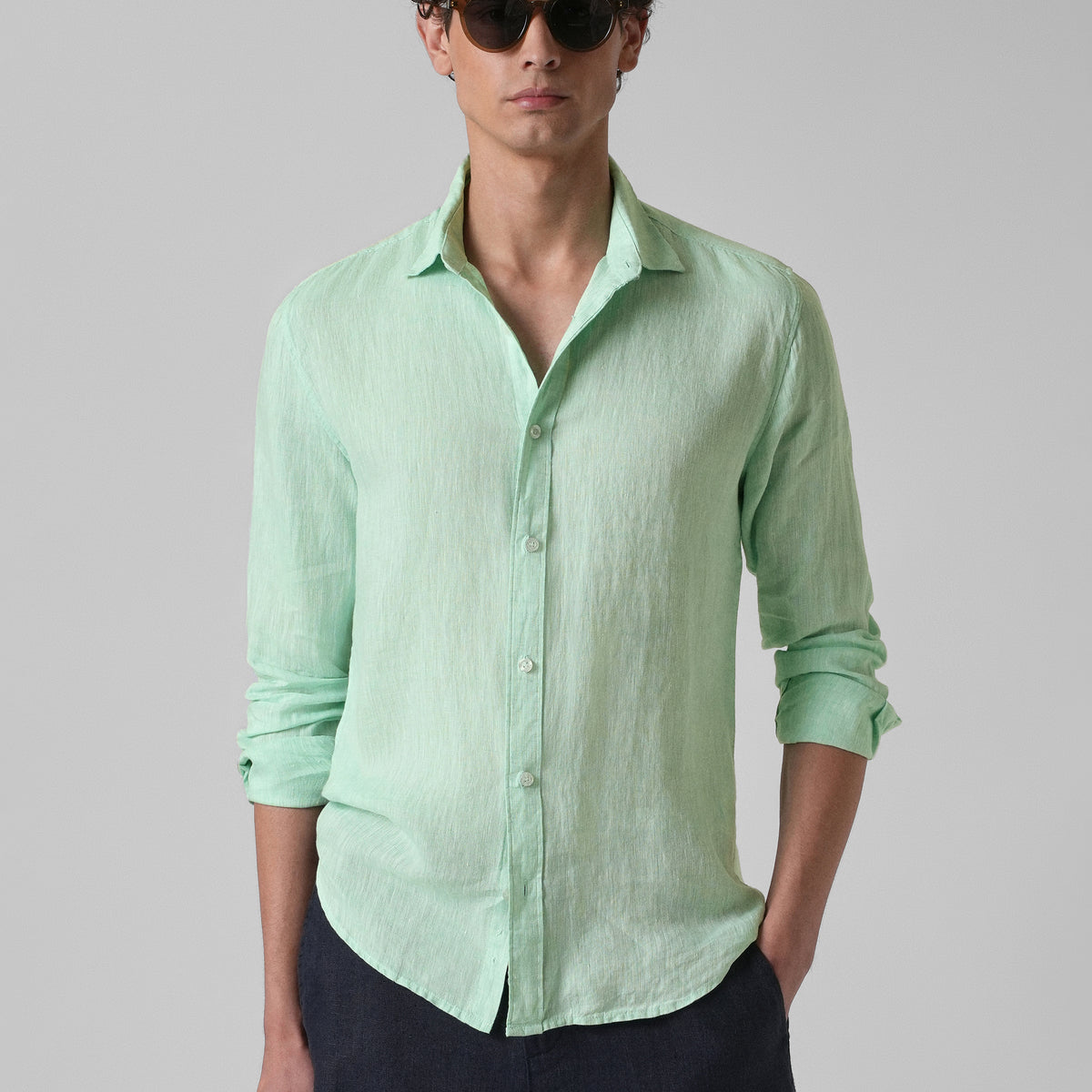 100% Pure Irish Mint Green Linen Shirt