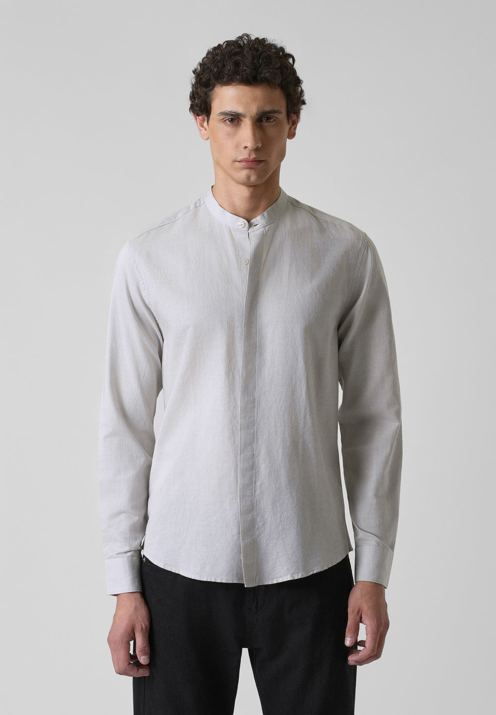 Mist Grey Cotton Linen Shirt