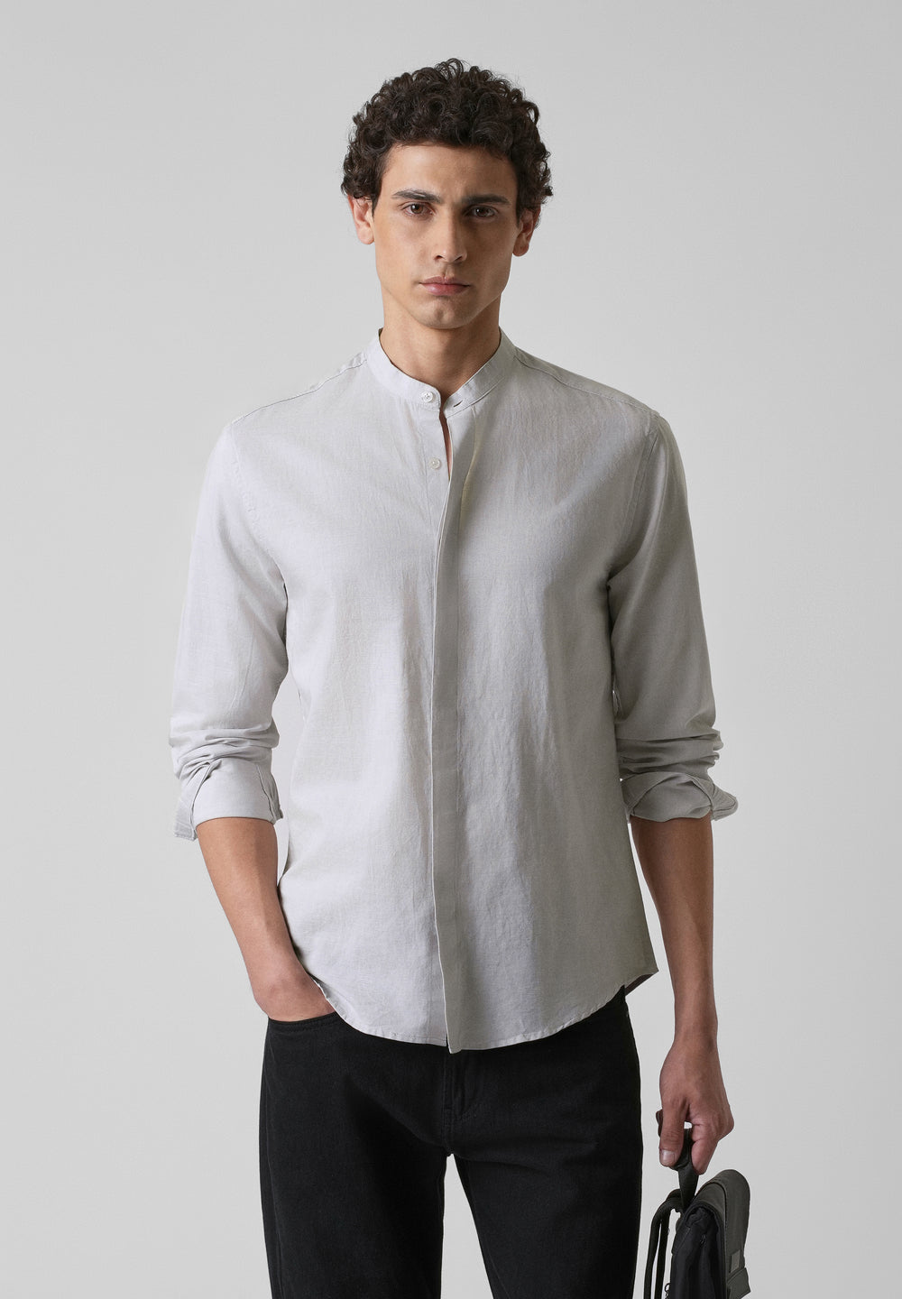 Mist Grey Cotton Linen Shirt