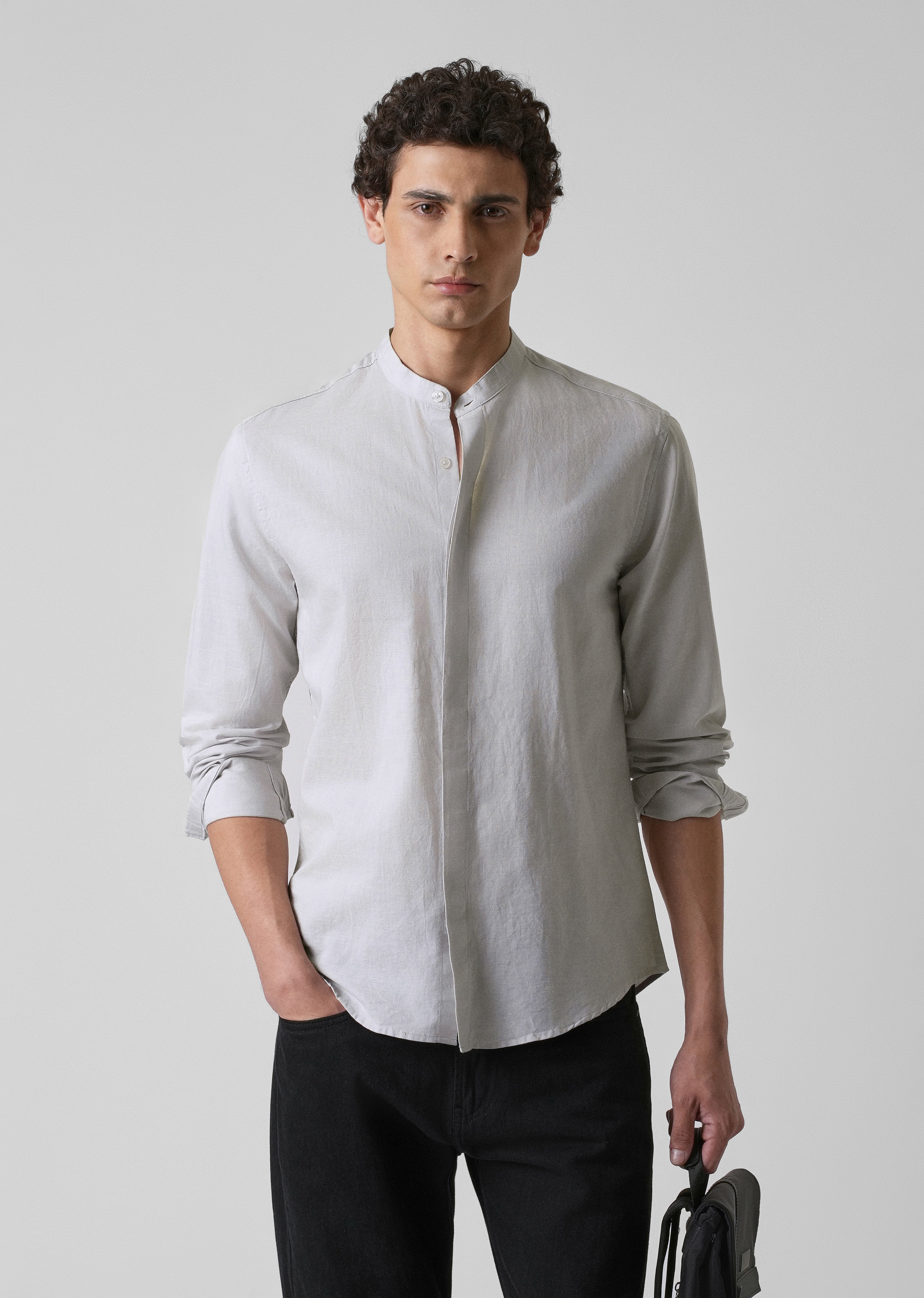 Mist Grey Cotton Linen Shirt