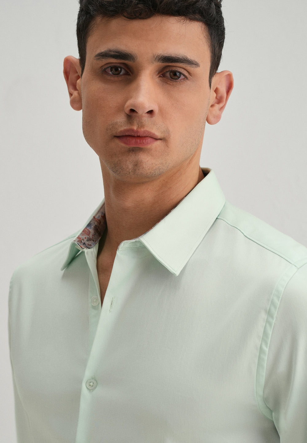 Misty Green Printed Cuff Shirt