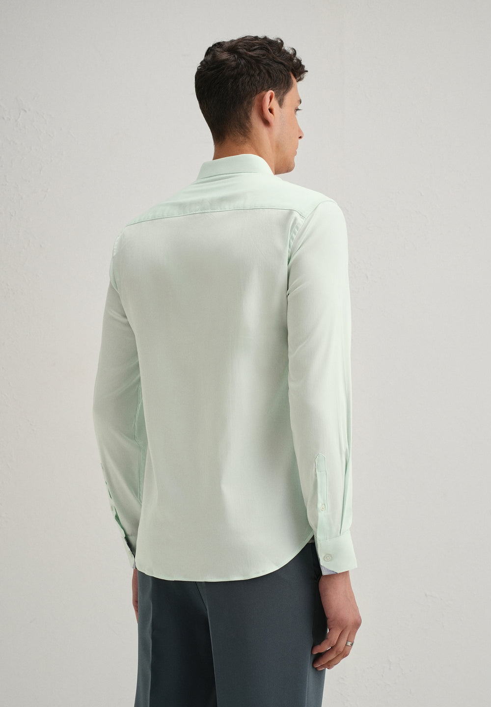 Misty Green Printed Cuff Shirt