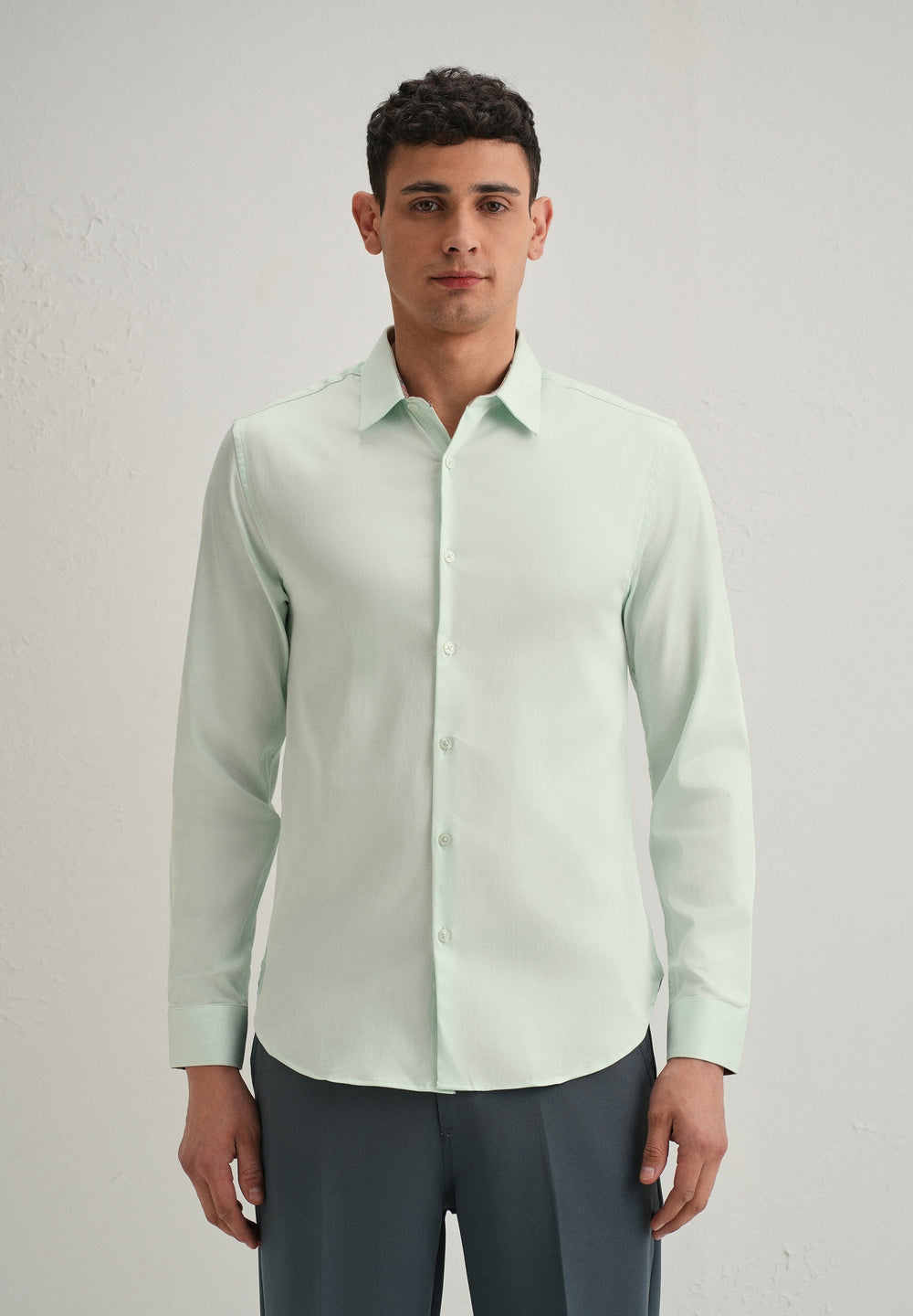 Misty Green Printed Cuff Shirt