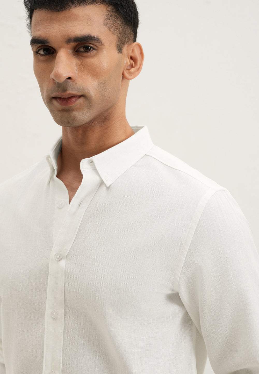 Misty White Blended Linen shirt