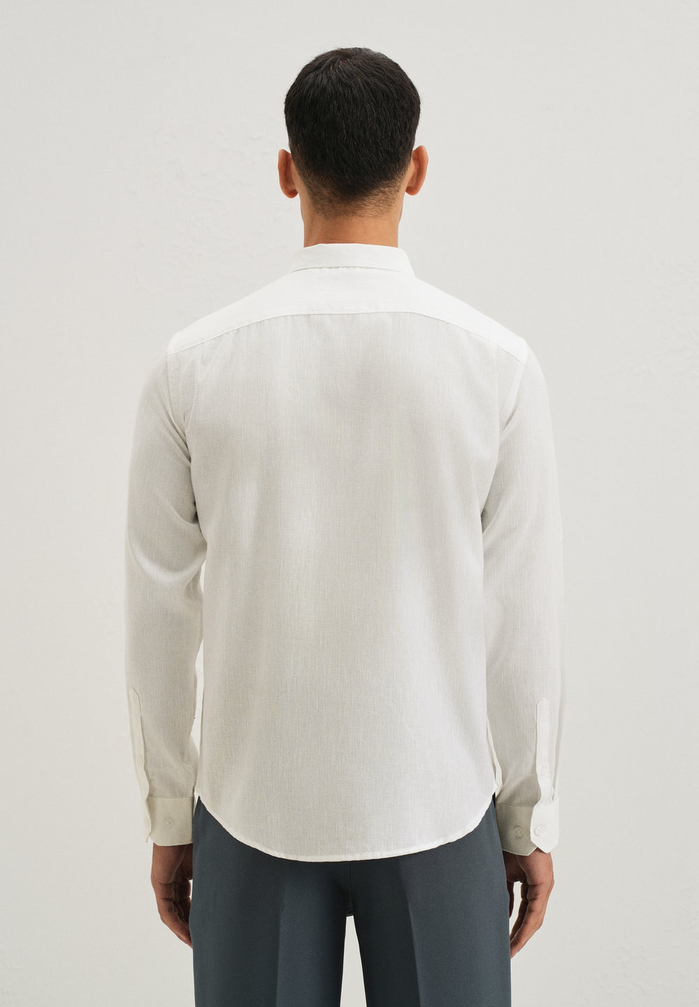 Misty White Blended Linen shirt