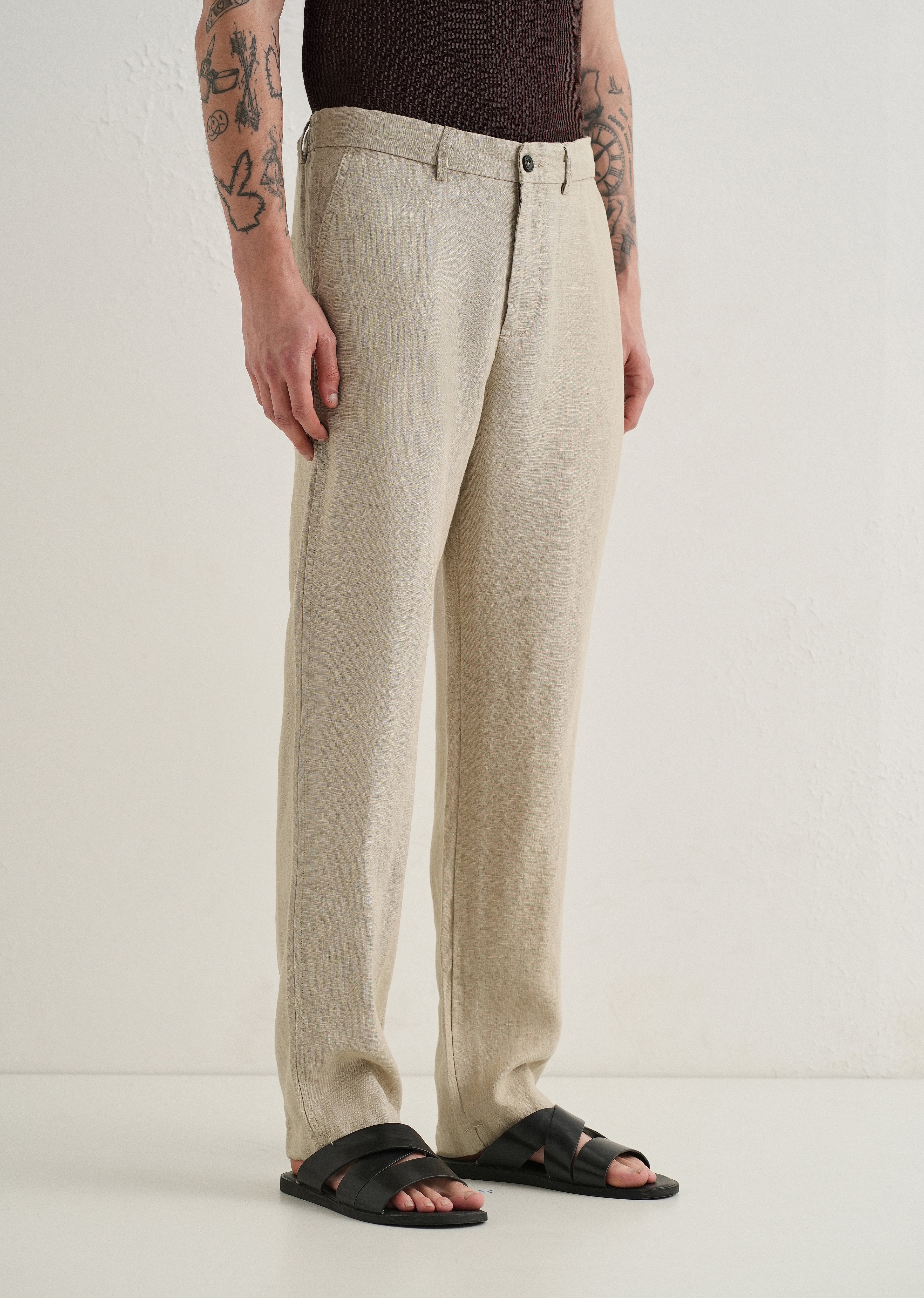 Mocha Beige Linen Pant