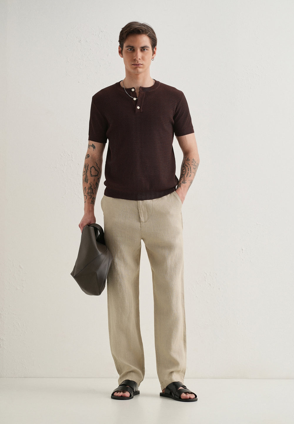 Mocha Beige Linen Pant