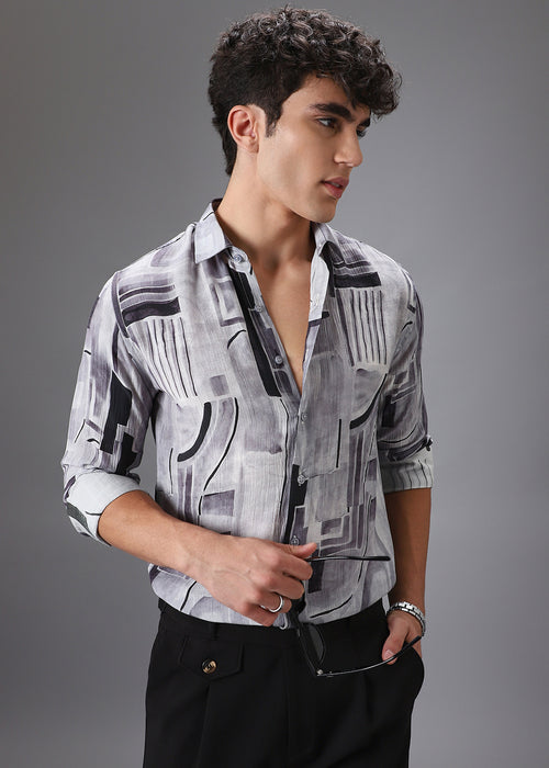 Monochrome Crushed Printed Shirt