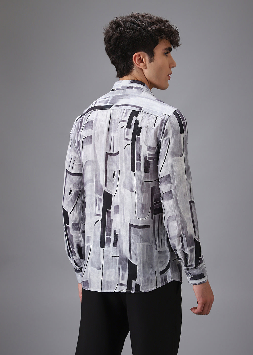 Monochrome Crushed Printed Shirt