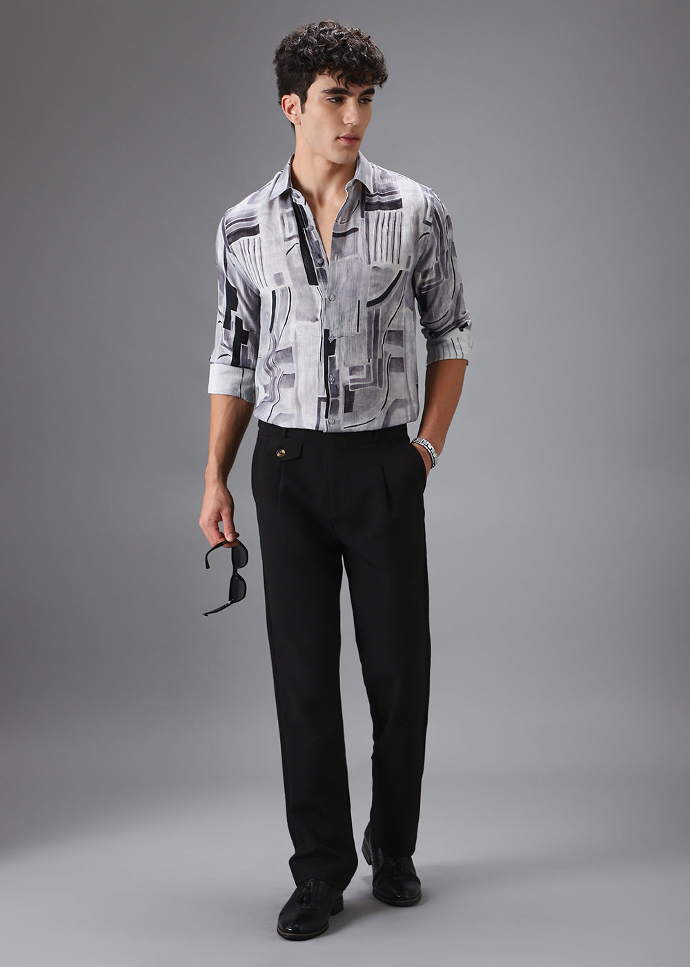 Monochrome Crushed Printed Shirt