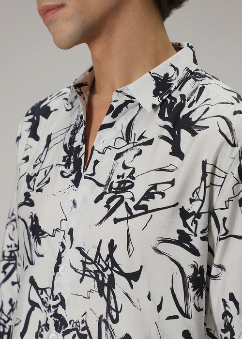 Monochromatic Abstract Print Shirt