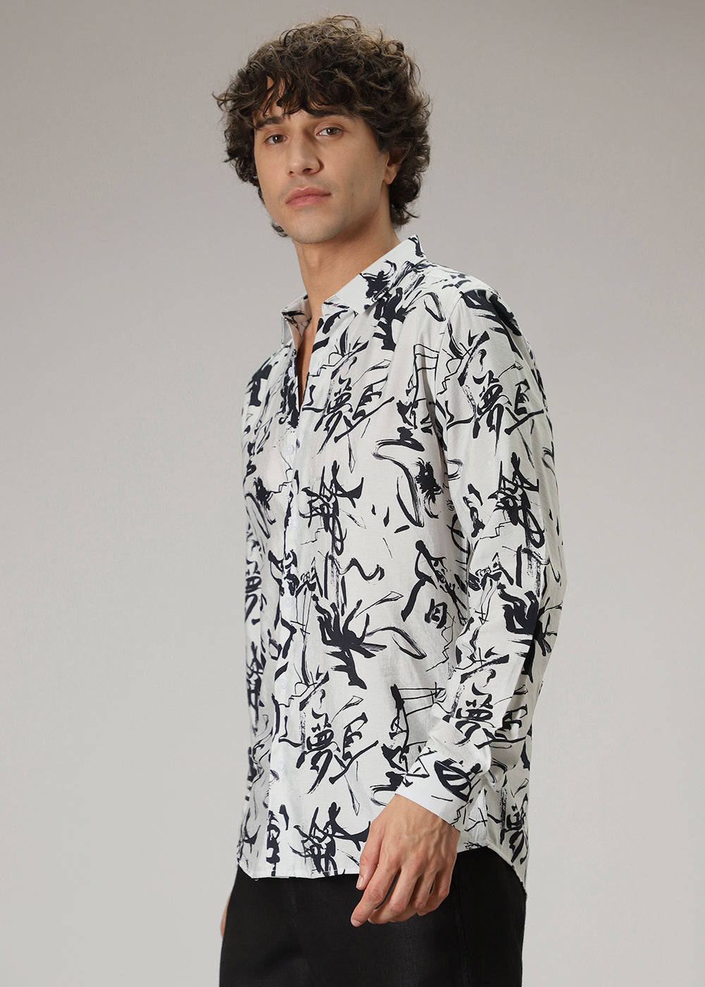 Monochromatic Abstract Print Shirt