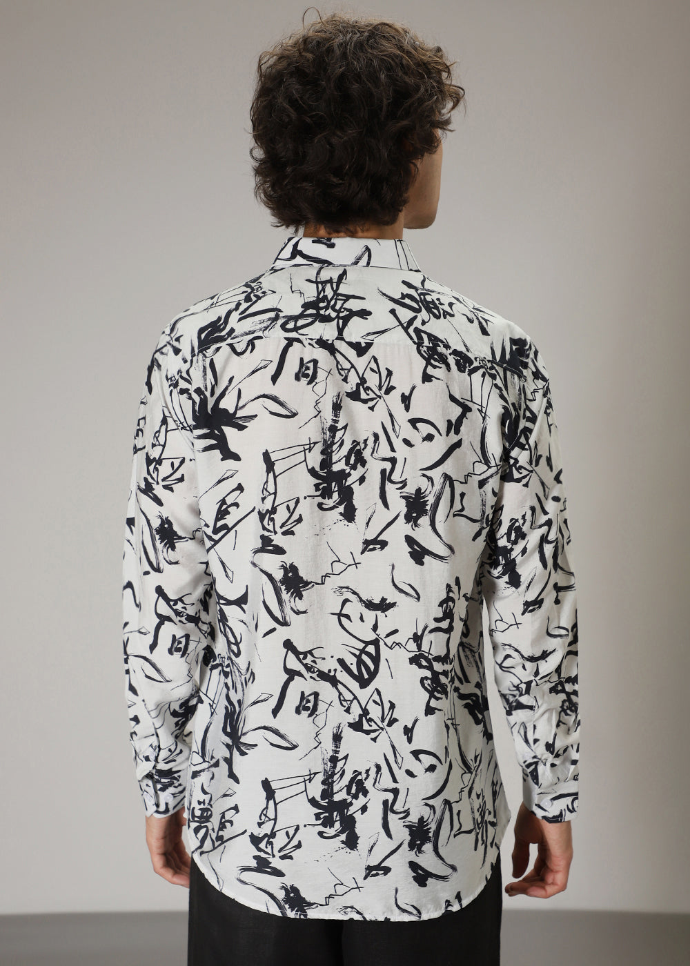 Monochromatic Abstract Print Shirt