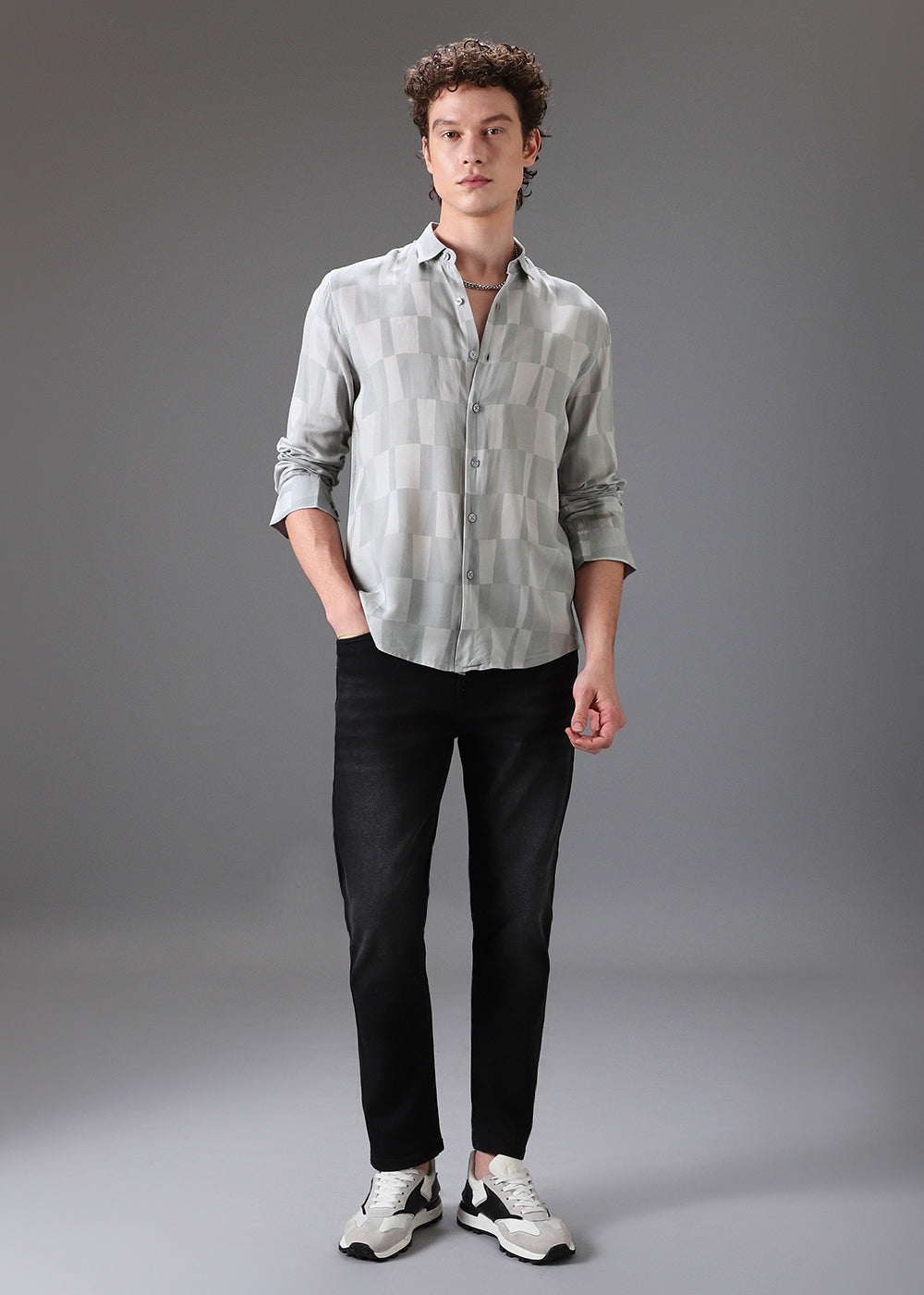 Monochrome Grey Printed Shirt