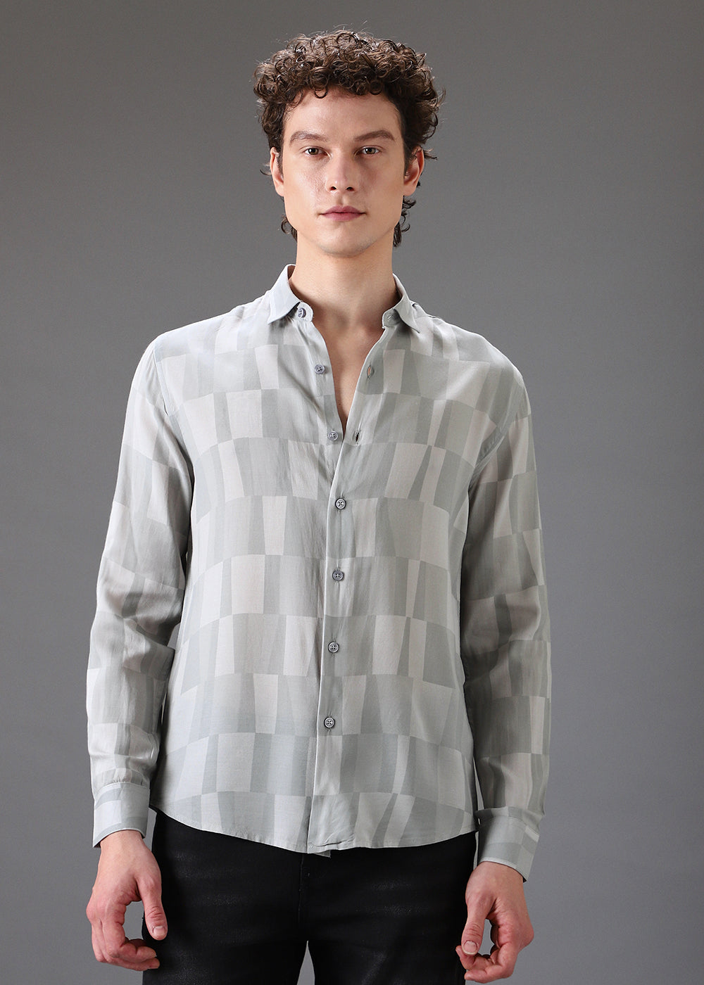 Monochrome Grey Printed Shirt