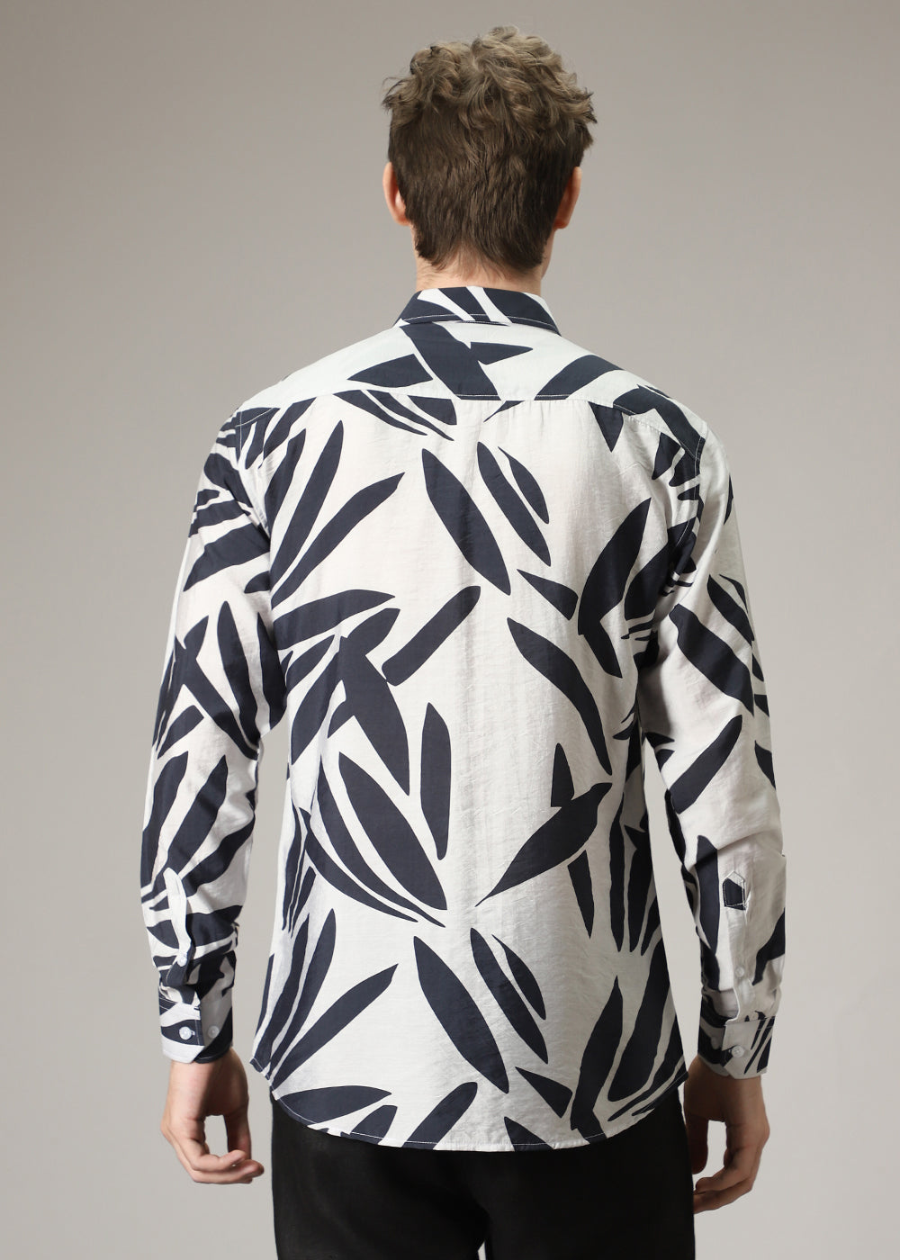 Monochrome Leaf Print Shirt