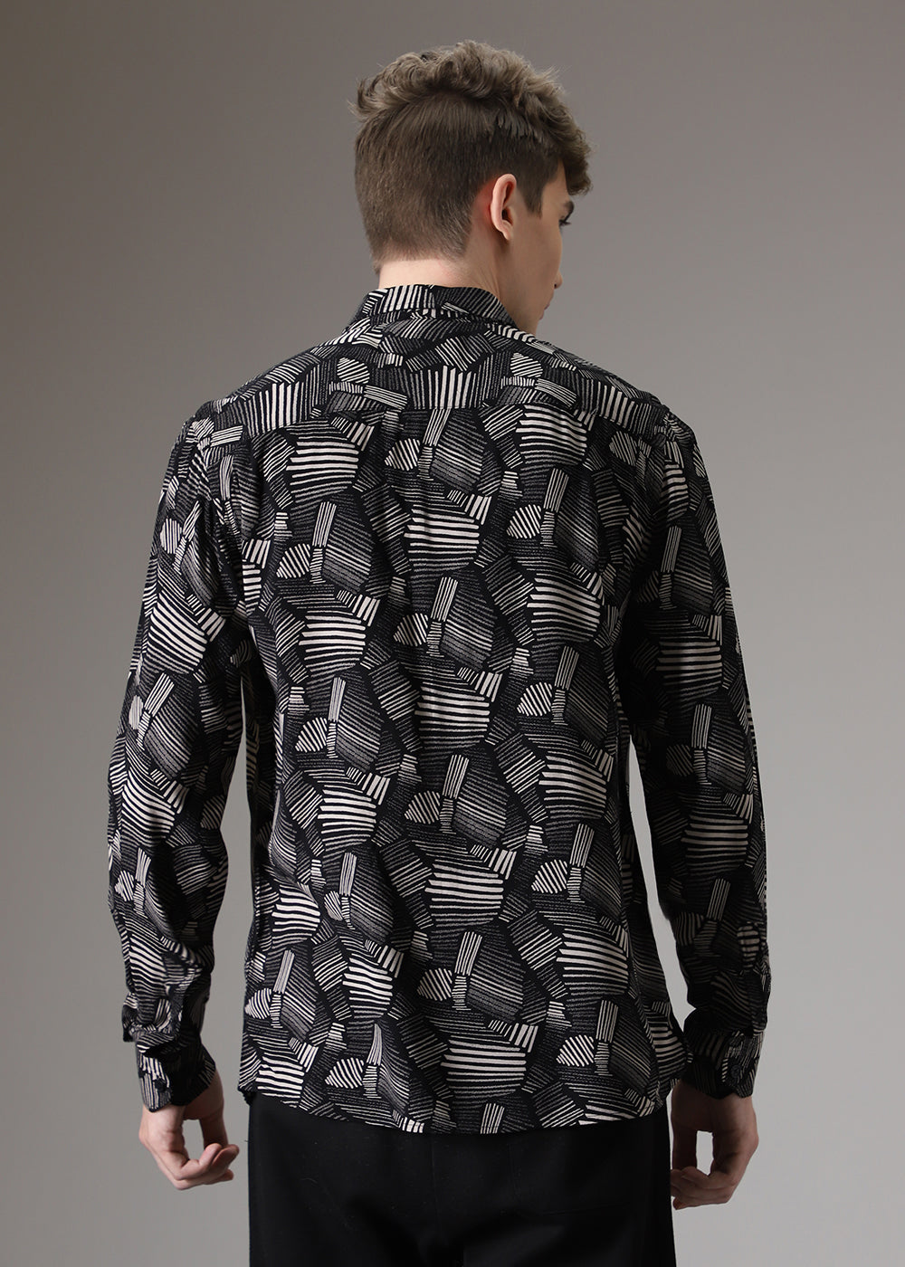 Monochrome Plaid Feather Shirt