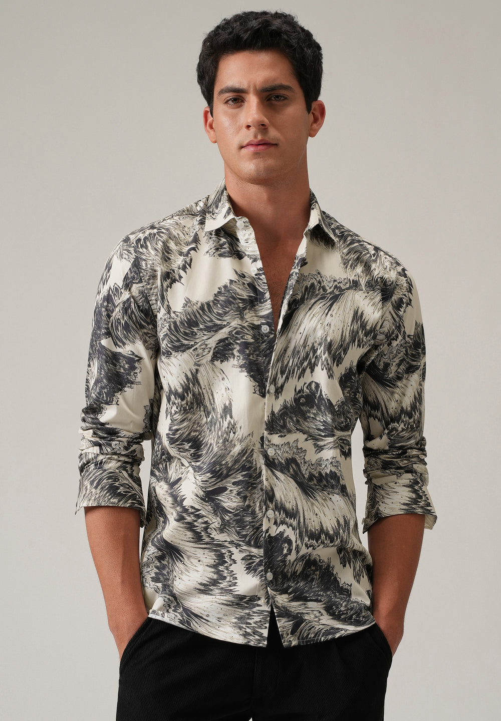 Monochrome Swirl Print Shirt