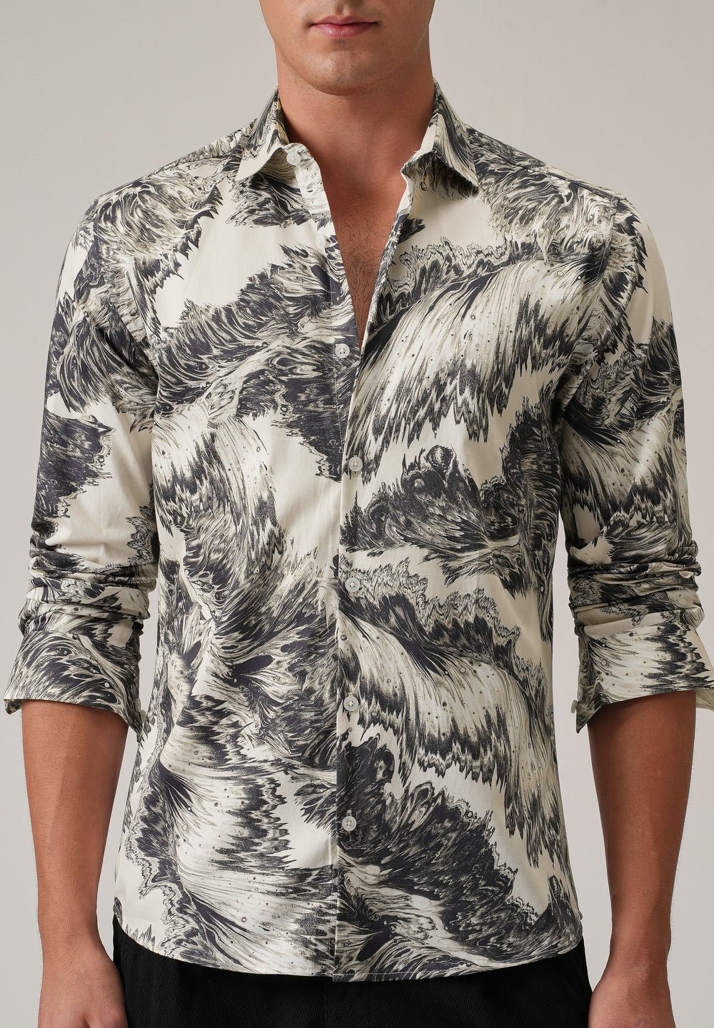 Monochrome Swirl Print Shirt