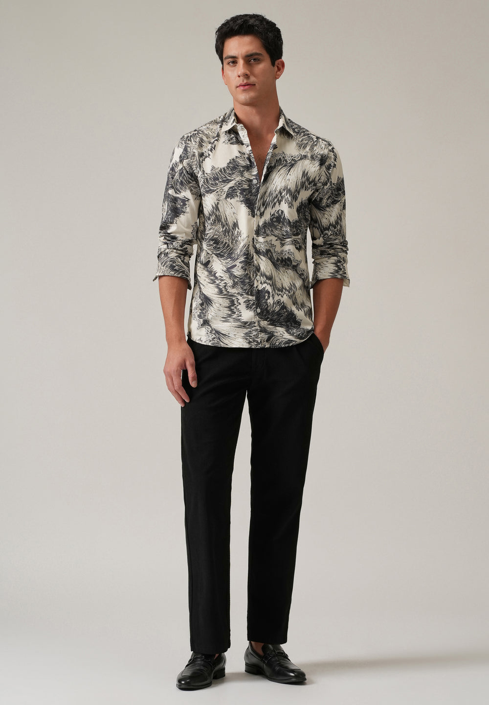 Monochrome Swirl Print Shirt