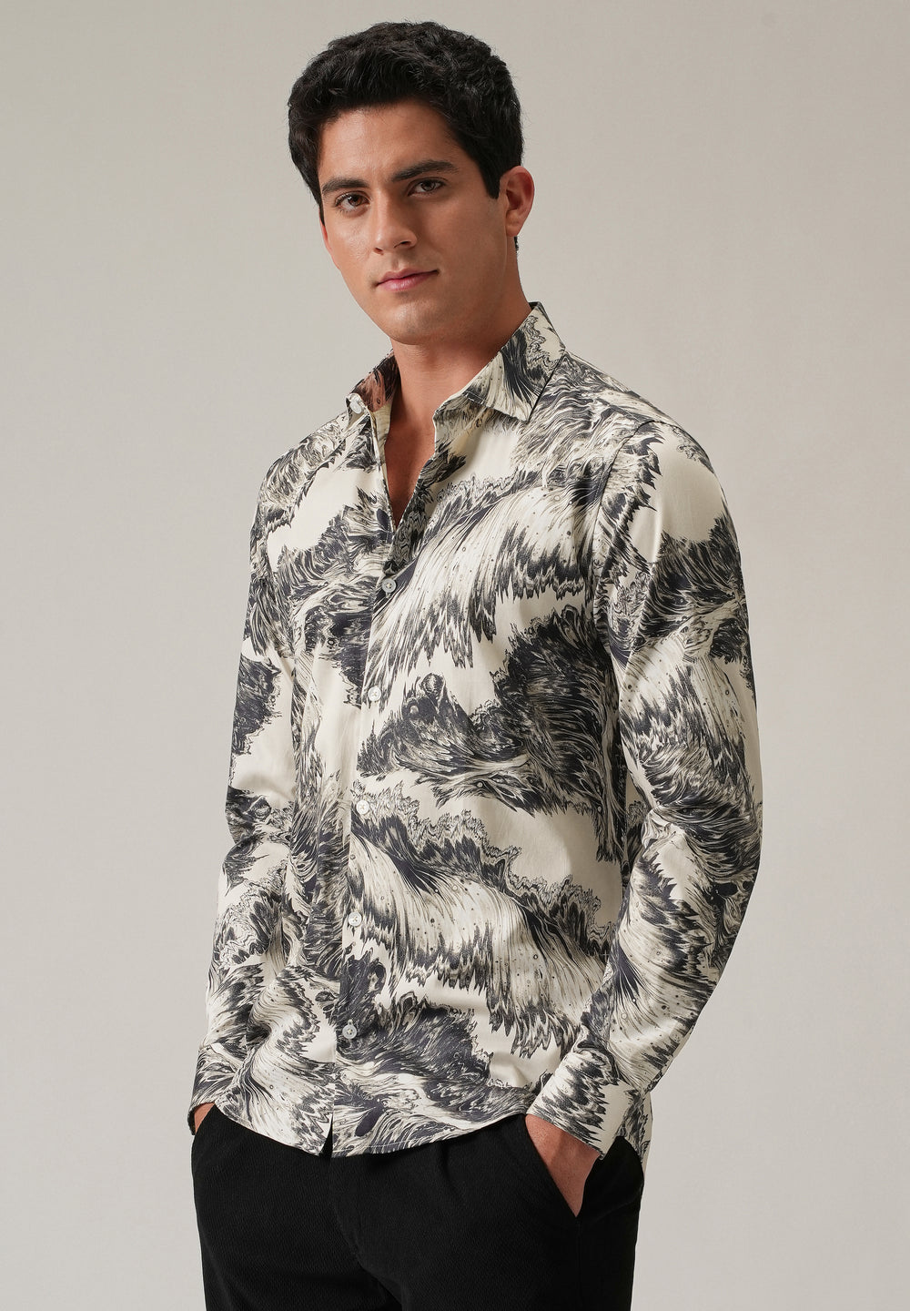 Monochrome Swirl Print Shirt