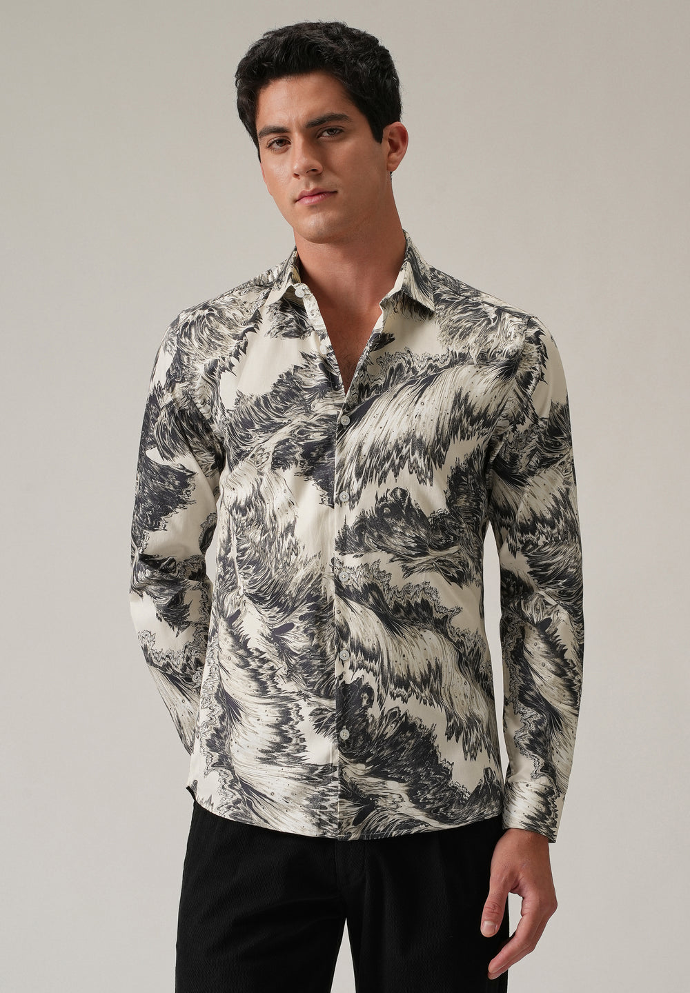 Monochrome Swirl Print Shirt