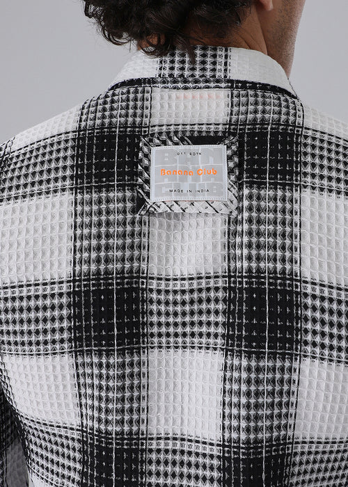 Monochrome Waffle Plaid Check Shirt