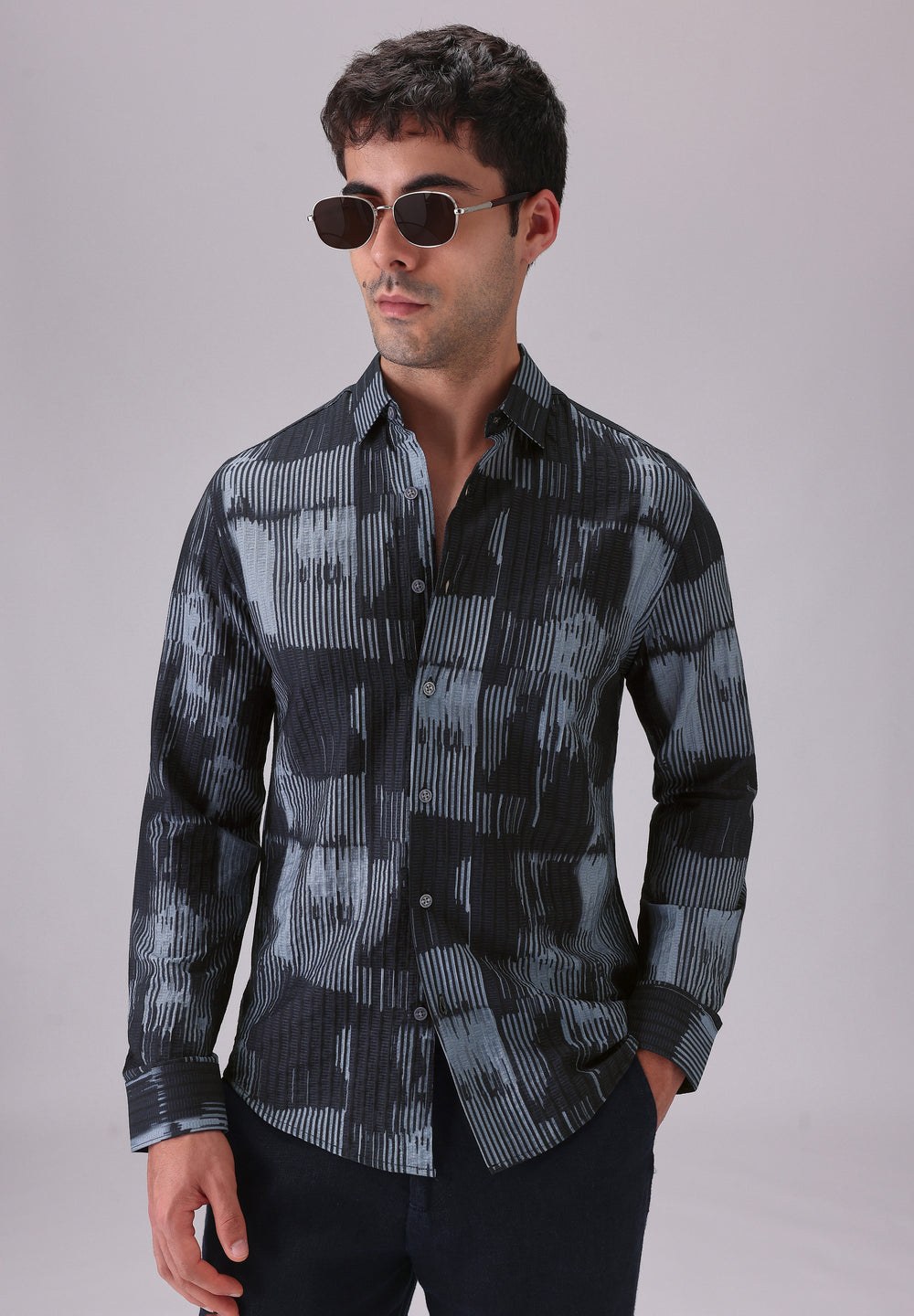 Monoline Blue printed shirt