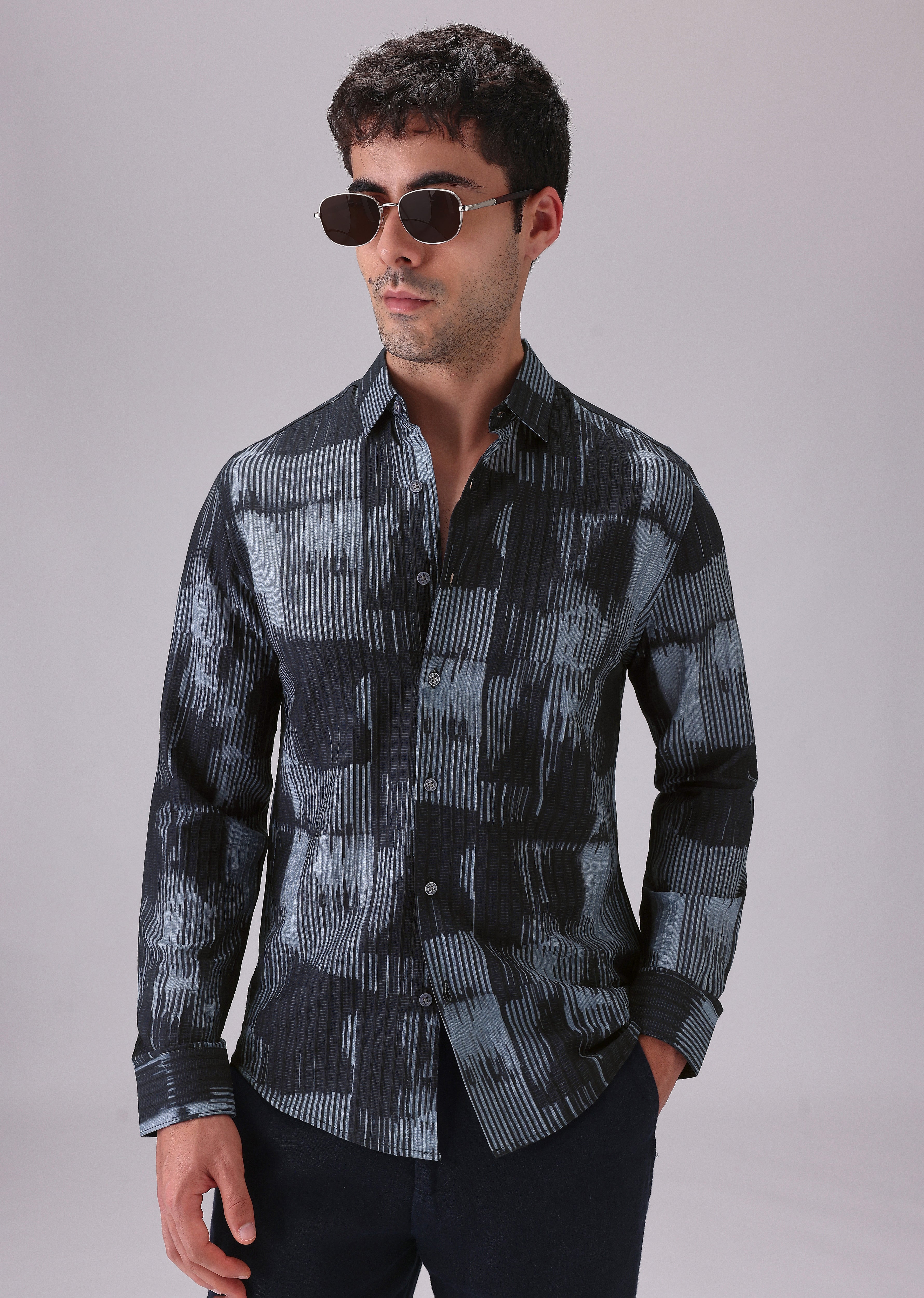 Monoline Blue printed shirt