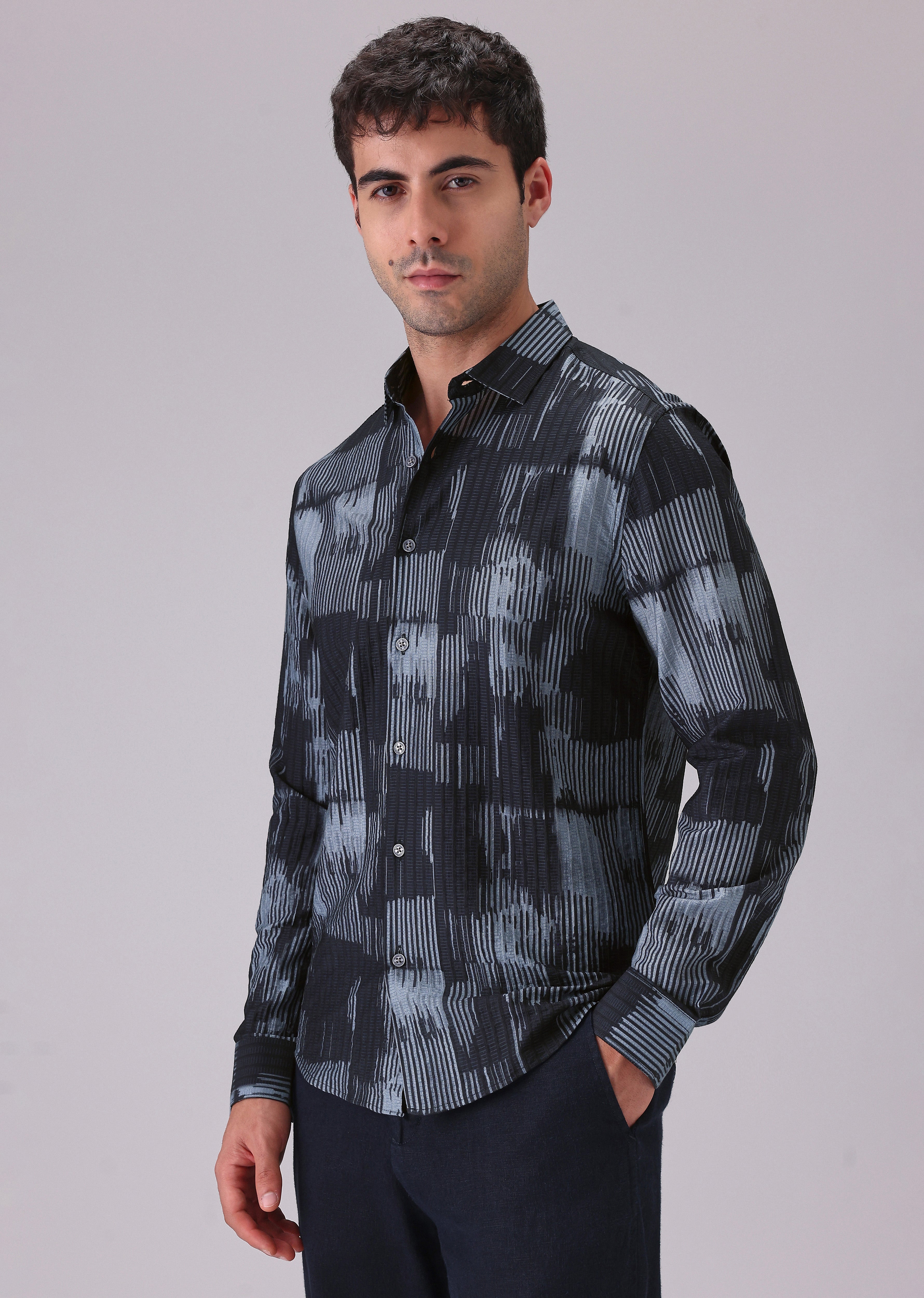 Monoline Blue printed shirt