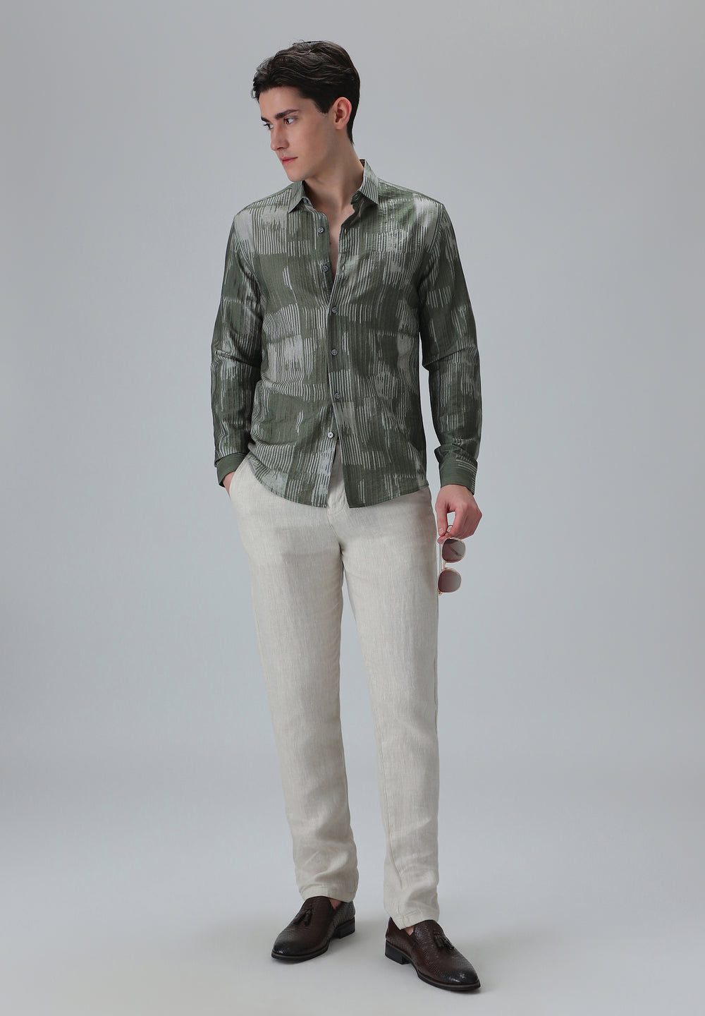 Monoline Green Printed Shirt